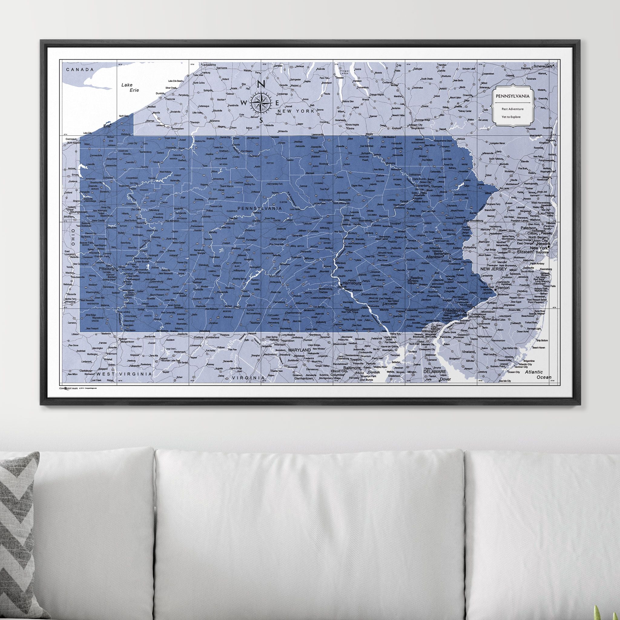 Push Pin Pennsylvania Map (Pin Board) - Navy Color Splash CM Pin Board