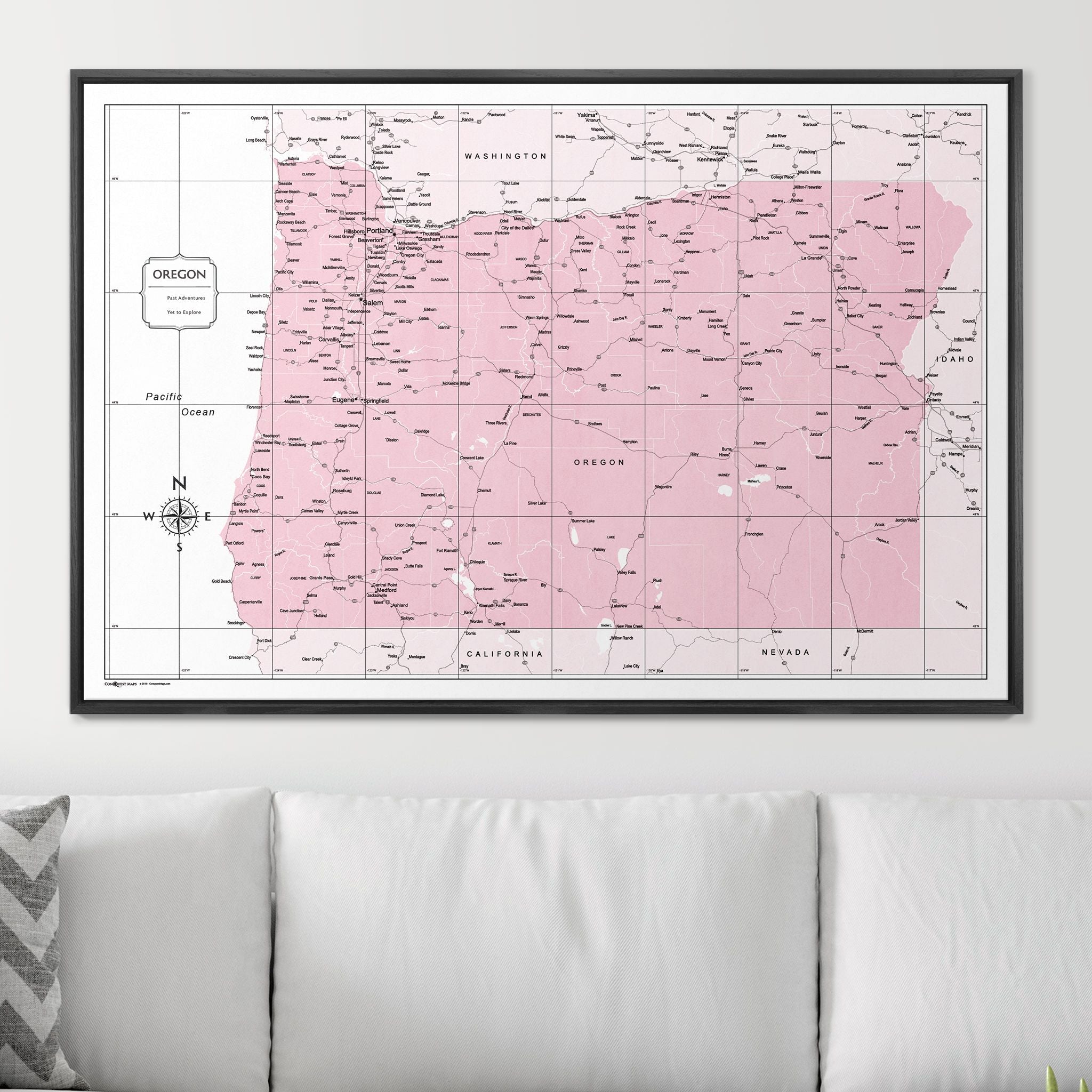 Push Pin Oregon Map (Pin Board) - Pink Color Splash CM Pin Board