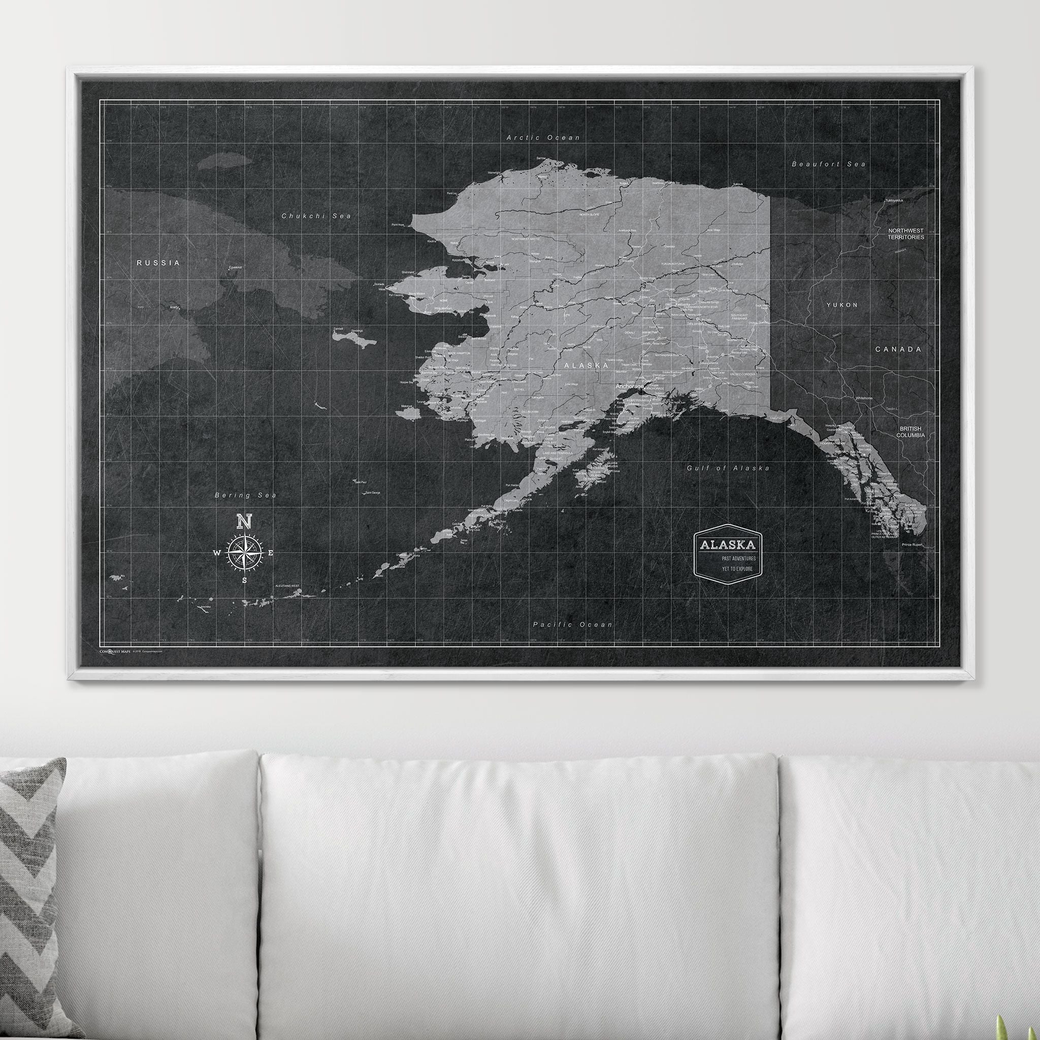 Push Pin Alaska Map (Pin Board) - Modern Slate CM Pin Board