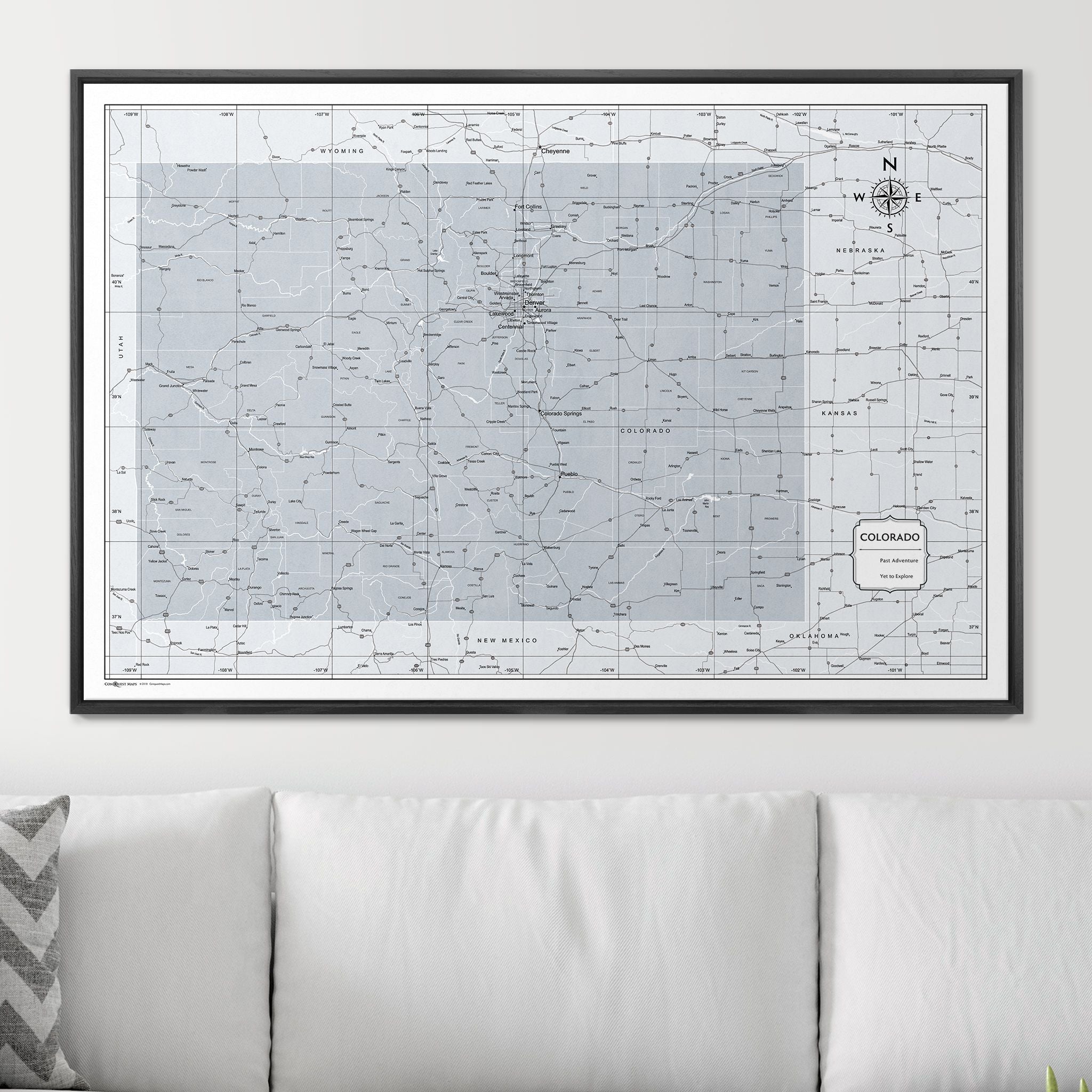 Push Pin Colorado Map (Pin Board) - Light Gray Color Splash CM Pin Board