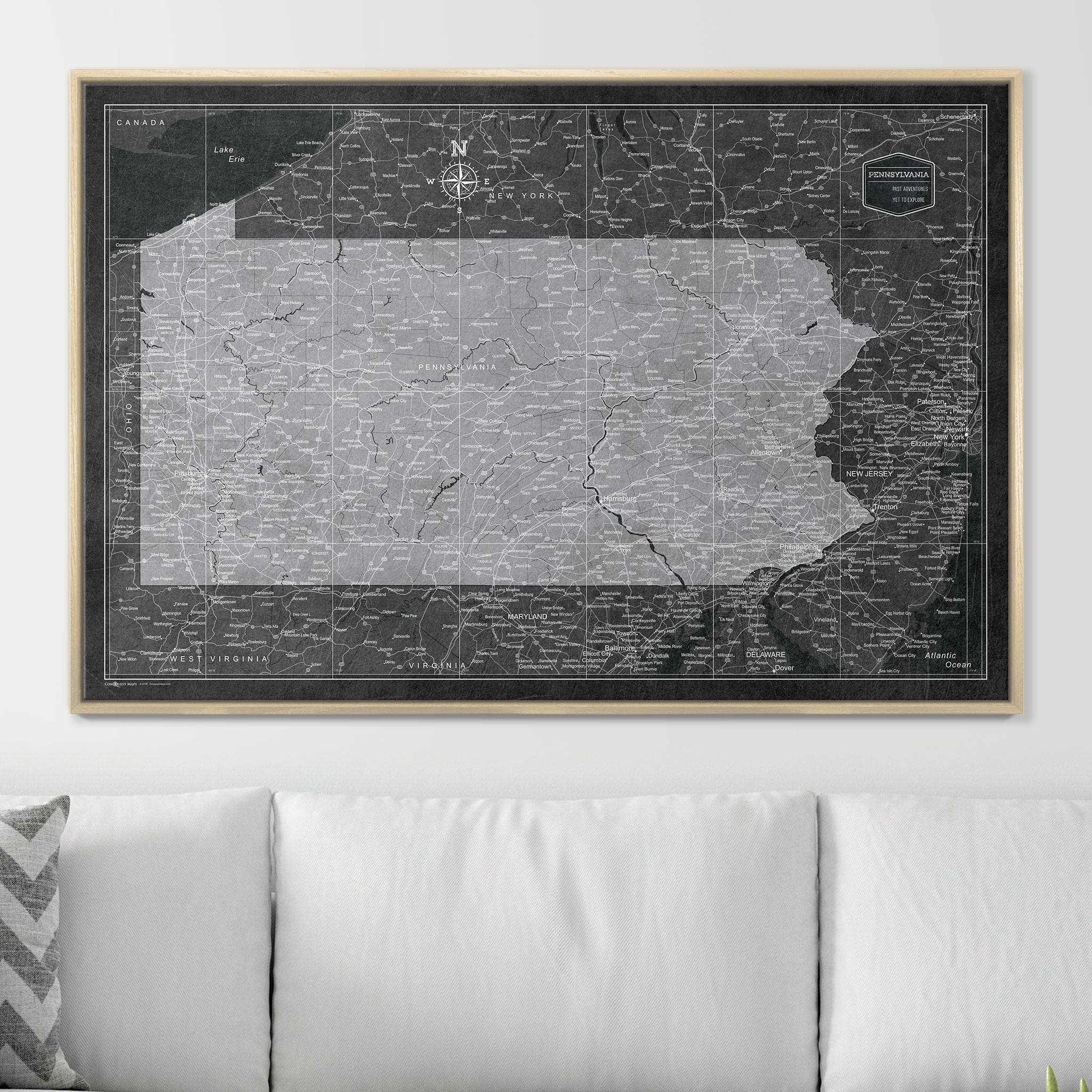 Push Pin Pennsylvania Map (Pin Board) - Modern Slate CM Pin Board