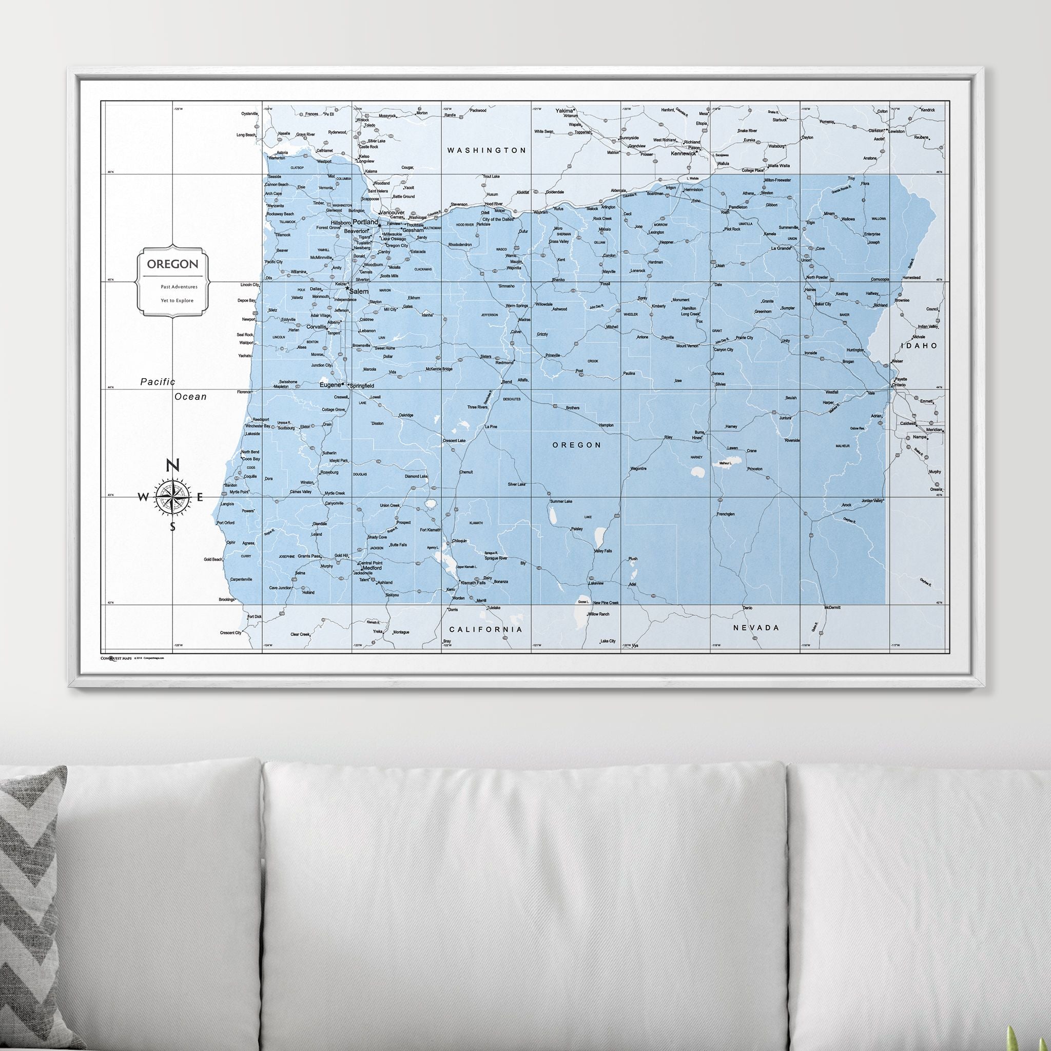 Push Pin Oregon Map (Pin Board) - Light Blue Color Splash CM Pin Board