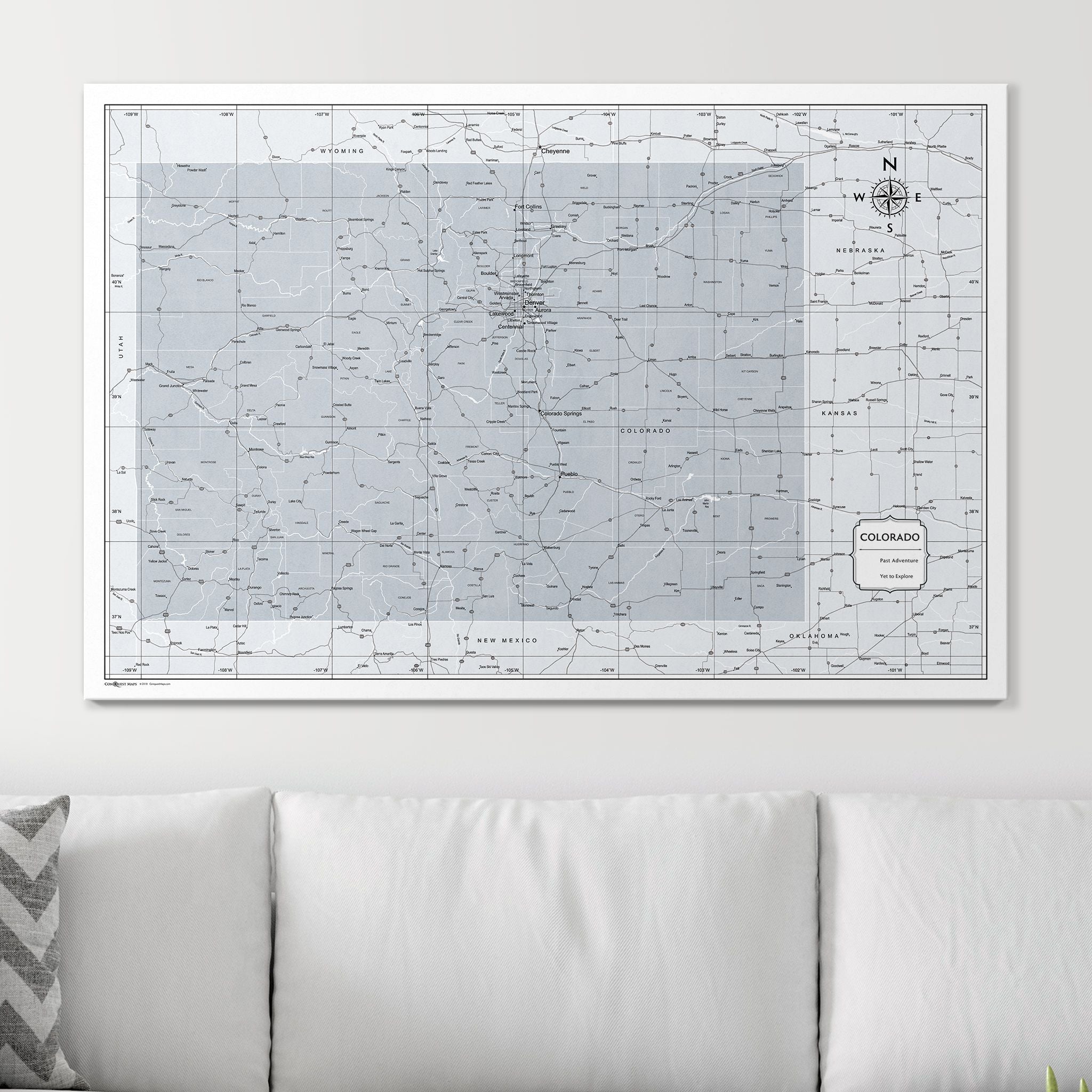 Push Pin Colorado Map (Pin Board) - Light Gray Color Splash CM Pin Board