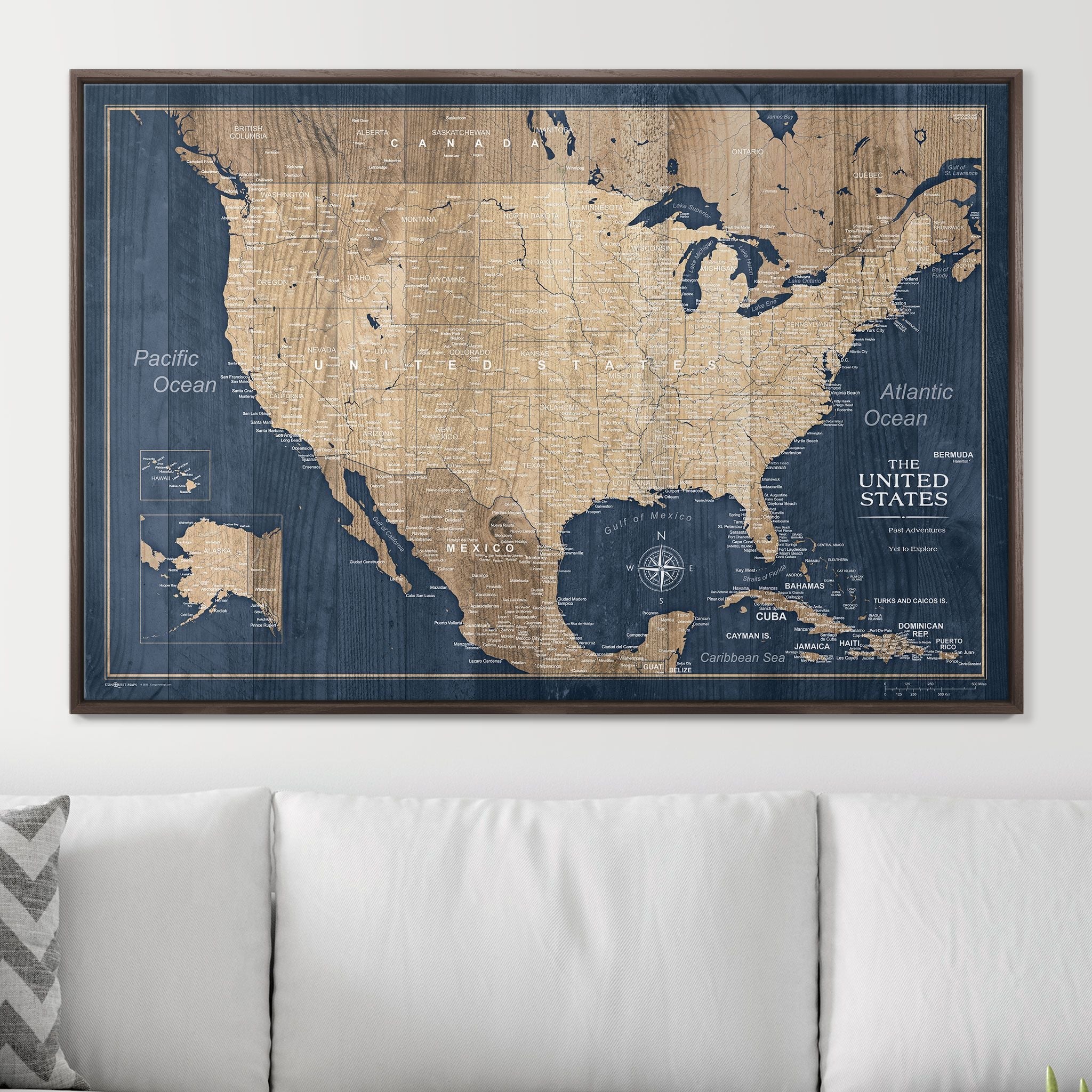 Push Pin USA Map (Pin Board) - Deep-Sea Drift - Overstock Sale! CM Pin Board