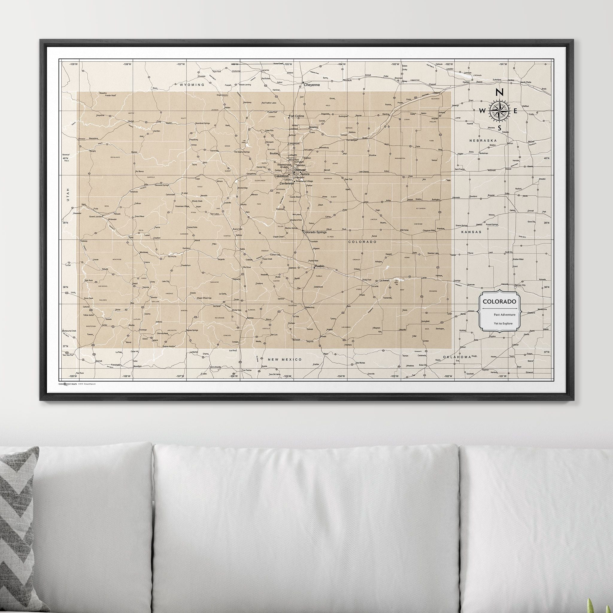 Push Pin Colorado Map (Pin Board) - Light Brown Color Splash CM Pin Board