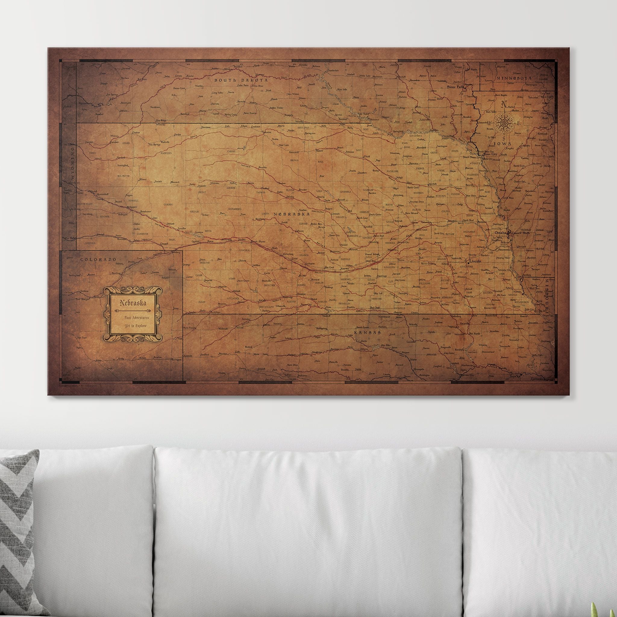 Push Pin Nebraska Map (Pin Board) - Golden Aged CM Pin Board
