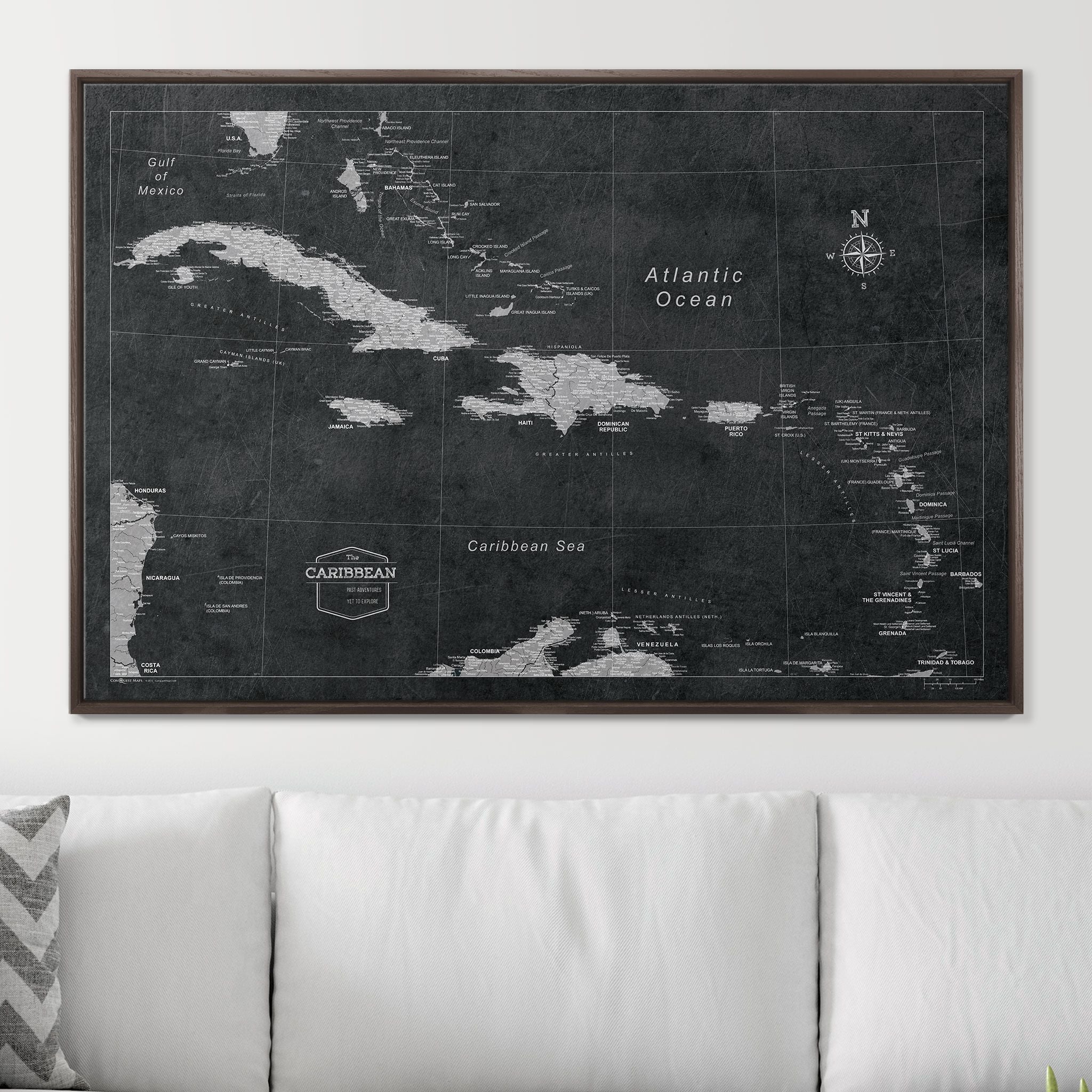 Push Pin Caribbean Map (Pin Board) - Desert Sunrise CM Pin Board