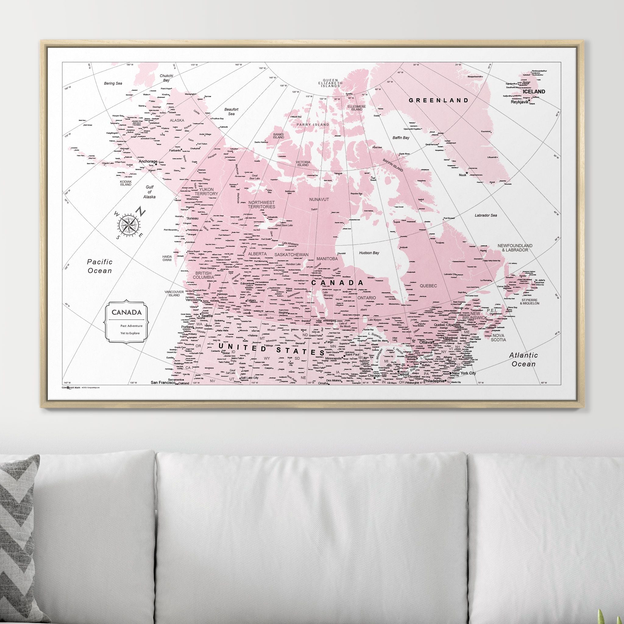 Push Pin Canada Map (Pin Board) - Pink Color Splash CM Pin Board