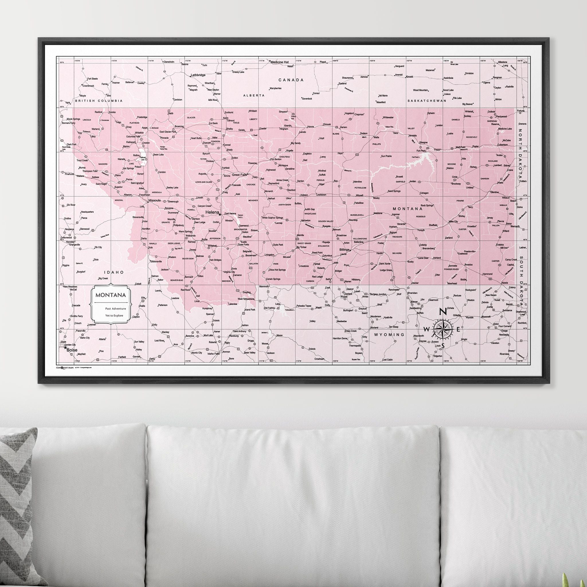 Push Pin Montana Map (Pin Board) - Pink Color Splash CM Pin Board