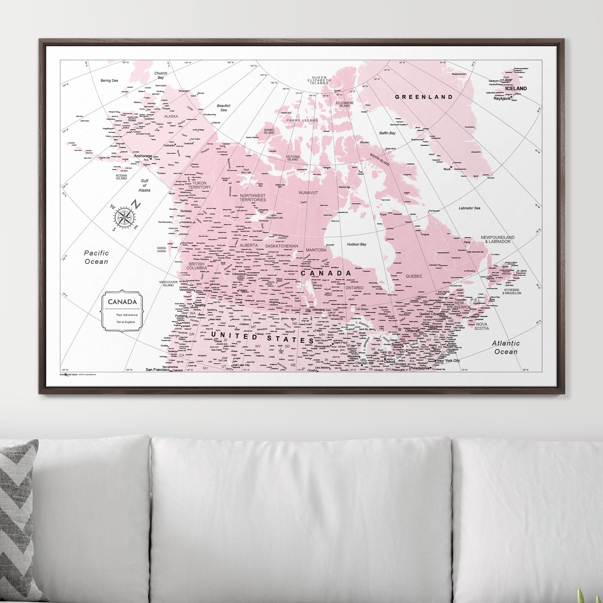 Push Pin Canada Map (Pin Board) - Pink Color Splash CM Pin Board