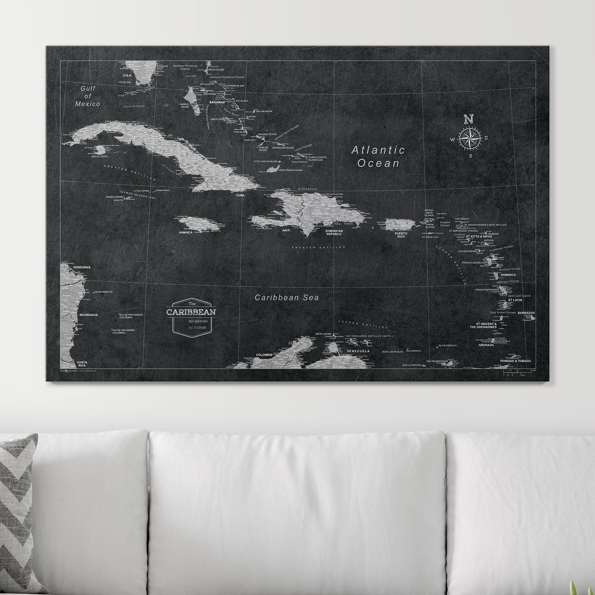 Push Pin Caribbean Map (Pin Board) - Desert Sunrise CM Pin Board