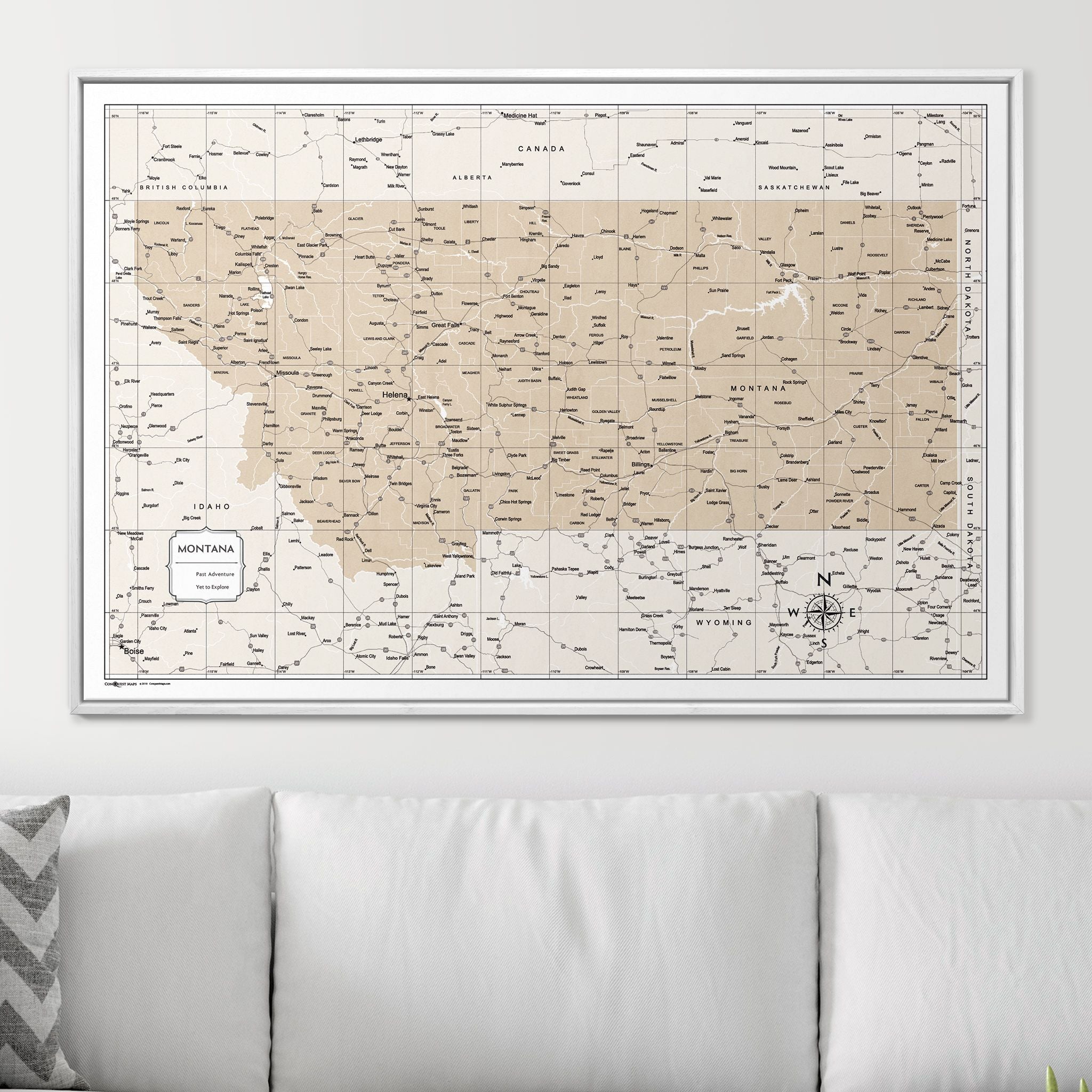 Push Pin Montana Map (Pin Board) - Light Brown Color Splash CM Pin Board