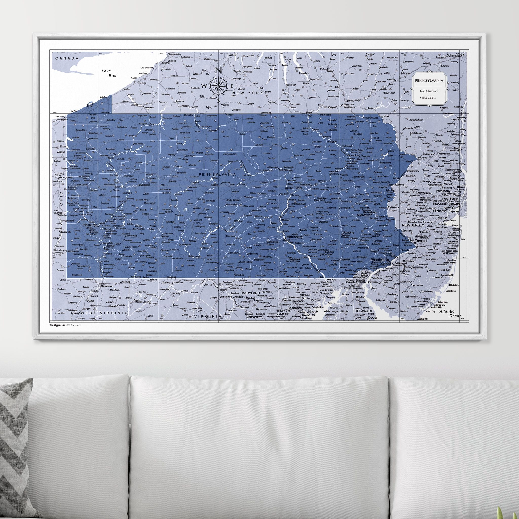 Push Pin Pennsylvania Map (Pin Board) - Navy Color Splash CM Pin Board