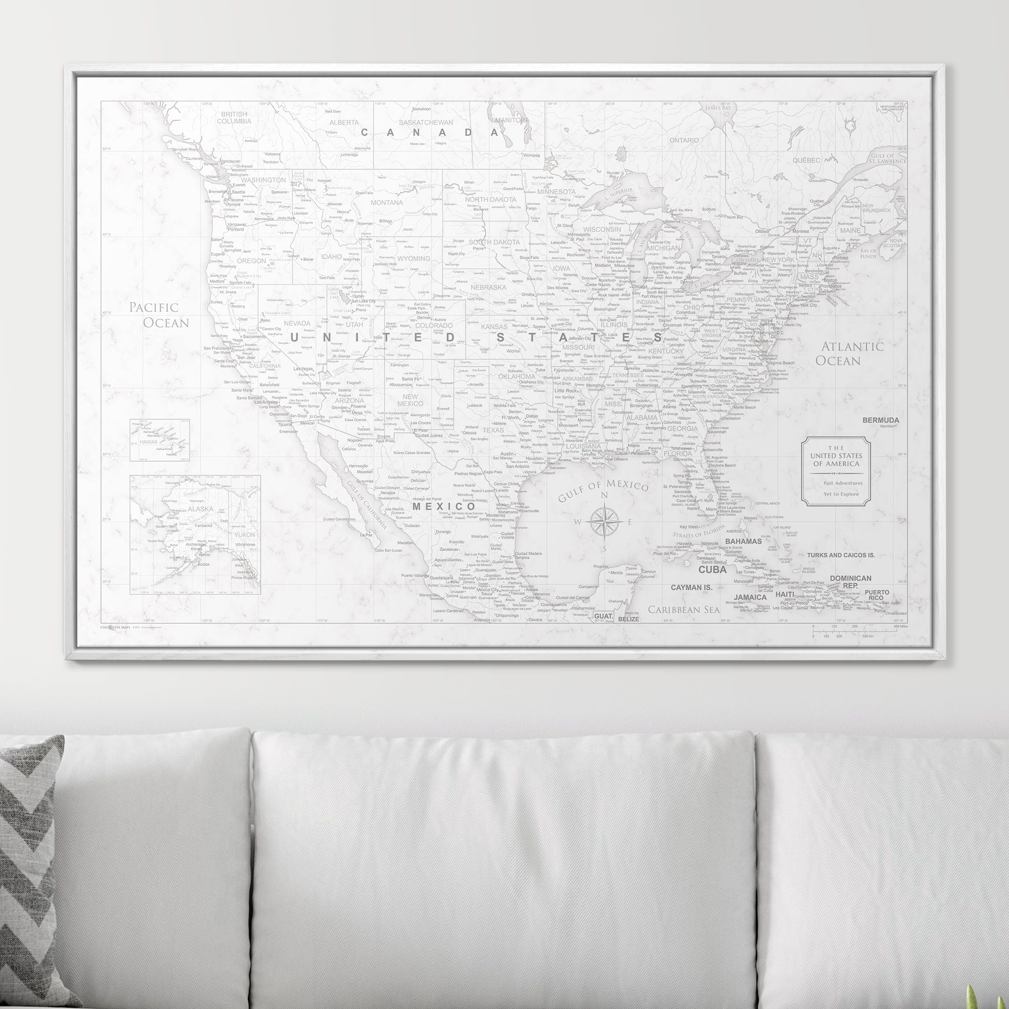 Push Pin USA Map (Pin Board) - Classic Marble CM Pin Board