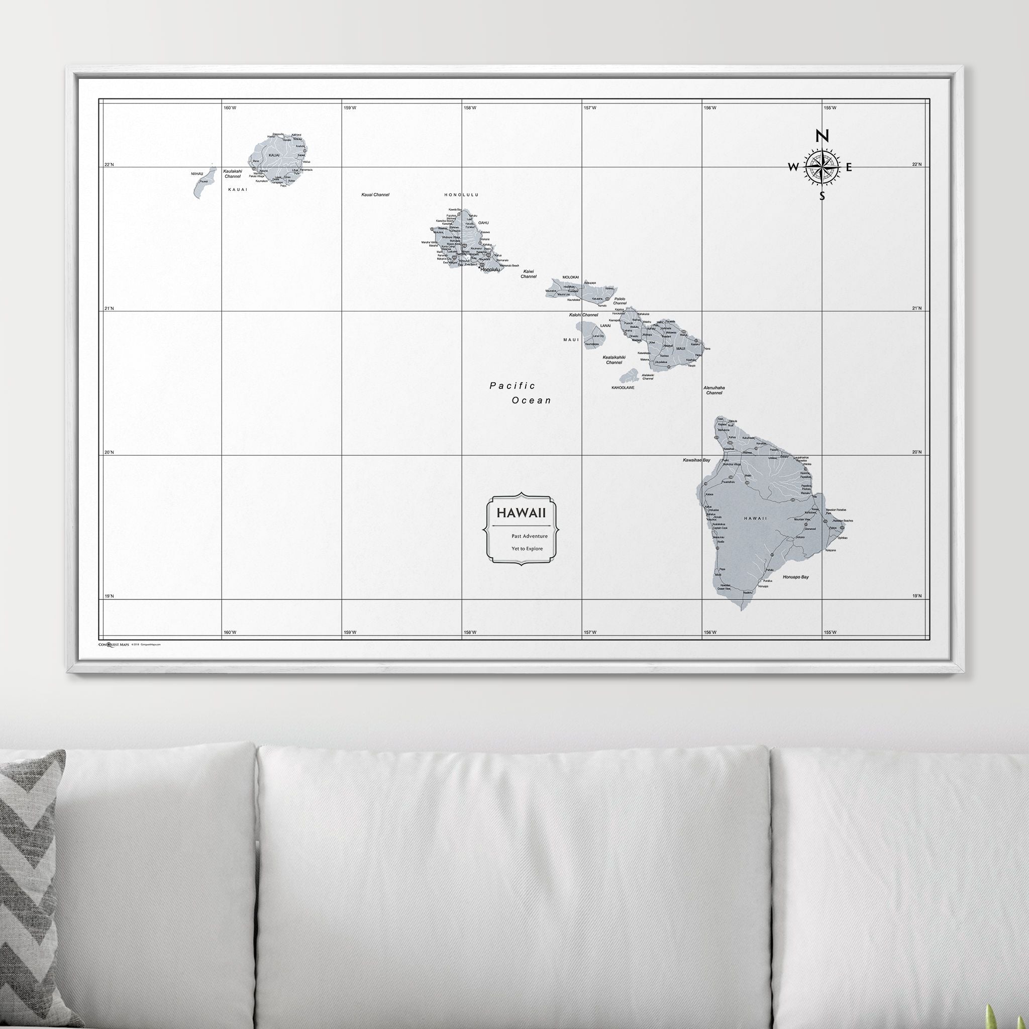 Push Pin Hawaii Map (Pin Board) - Light Gray Color Splash CM Pin Board