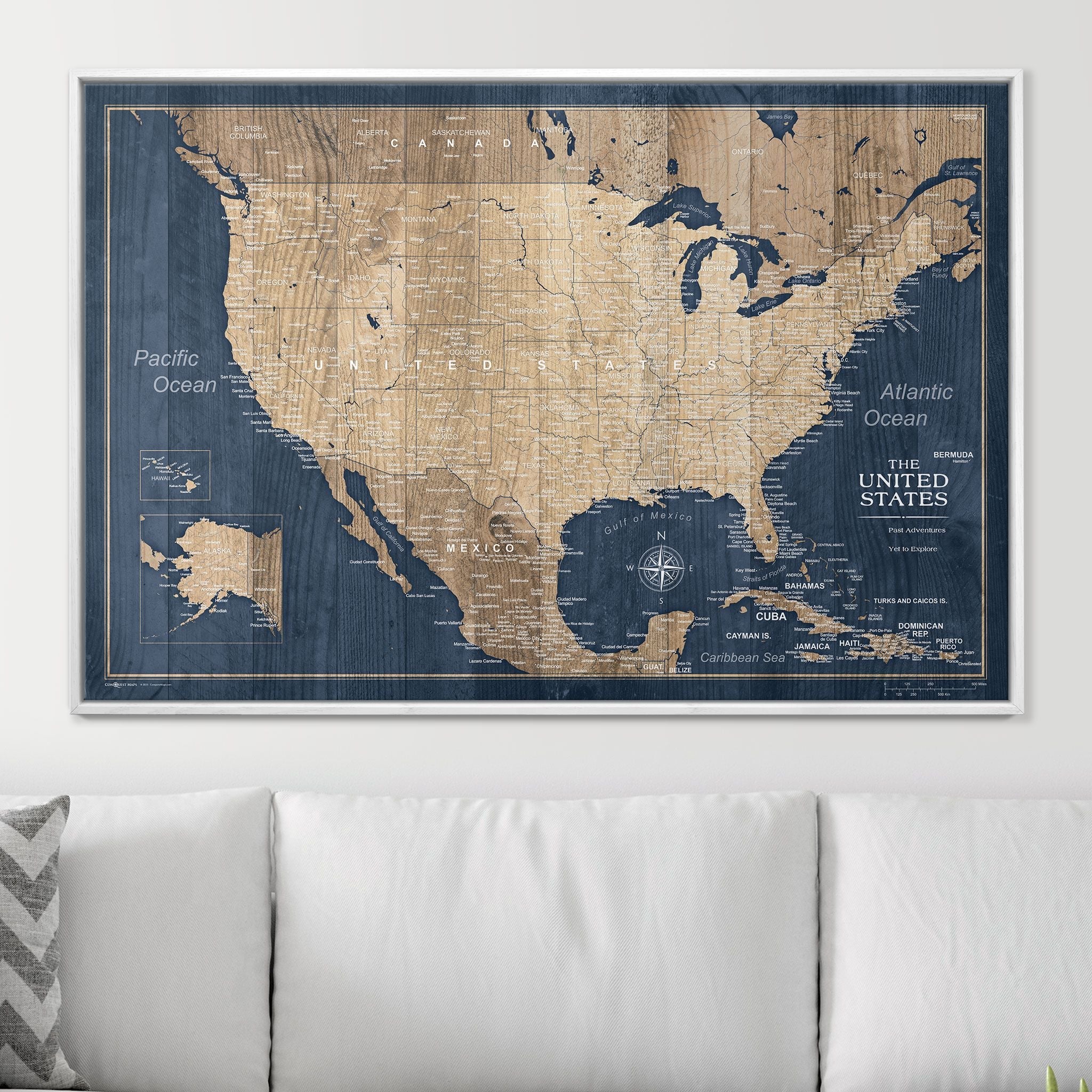 Push Pin USA Map (Pin Board) - Deep-Sea Drift - Overstock Sale! CM Pin Board