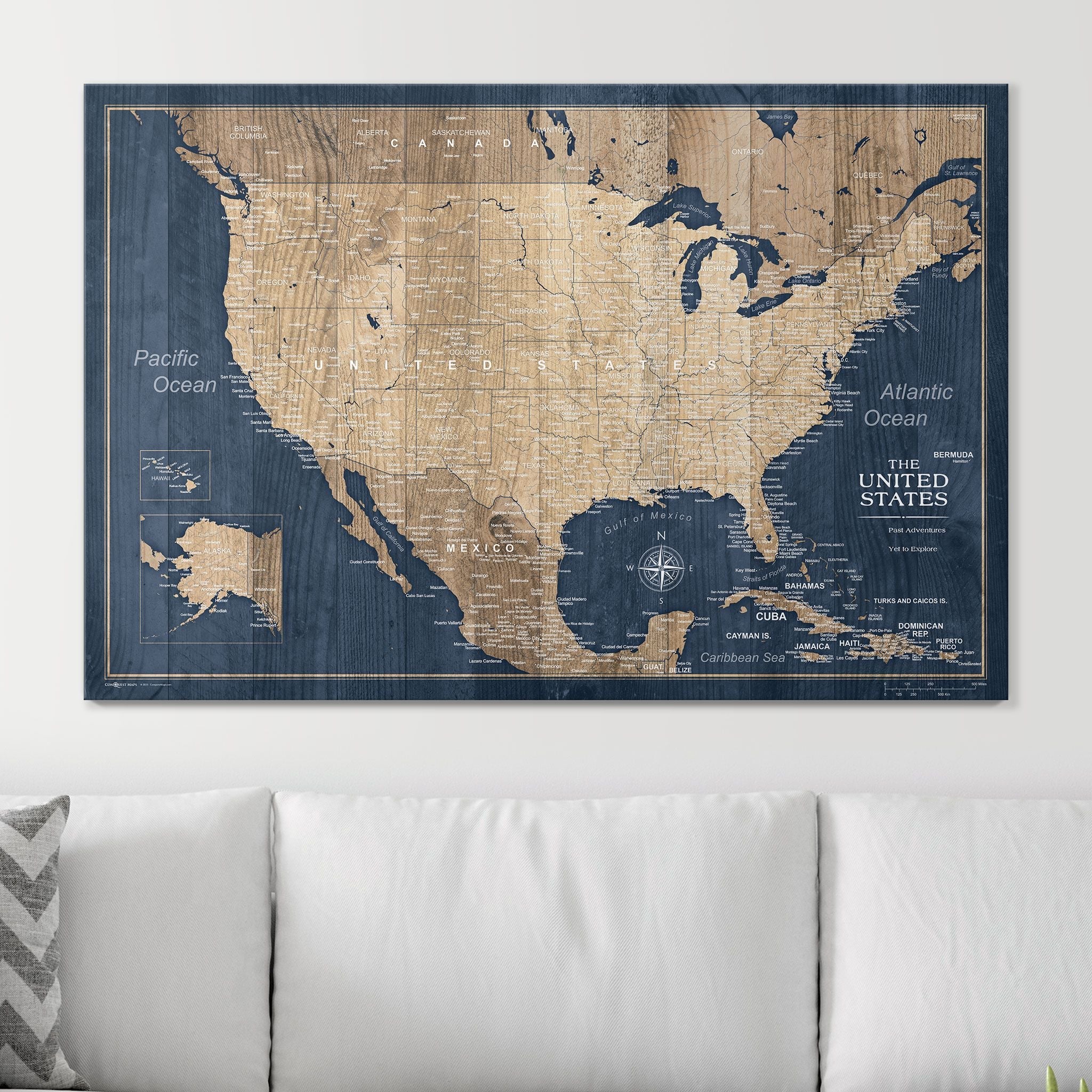 Push Pin USA Map (Pin Board) - Deep-Sea Drift - Overstock Sale! CM Pin Board