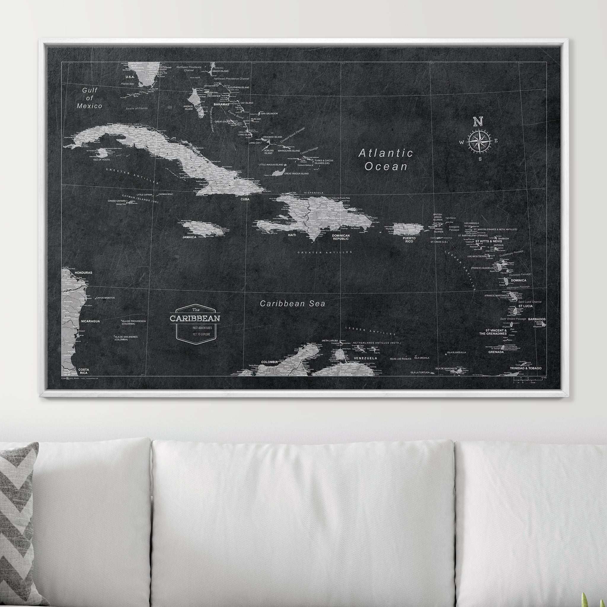Push Pin Caribbean Map (Pin Board) - Desert Sunrise CM Pin Board