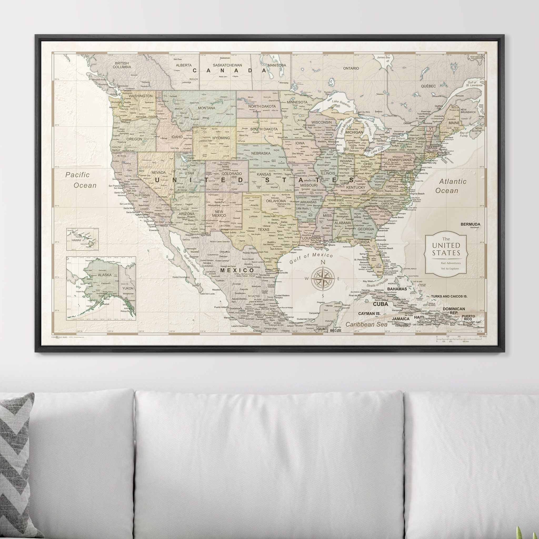 Push Pin USA Map (Pin Board) - Desert Sunrise - Overstock Sale CM Pin Board