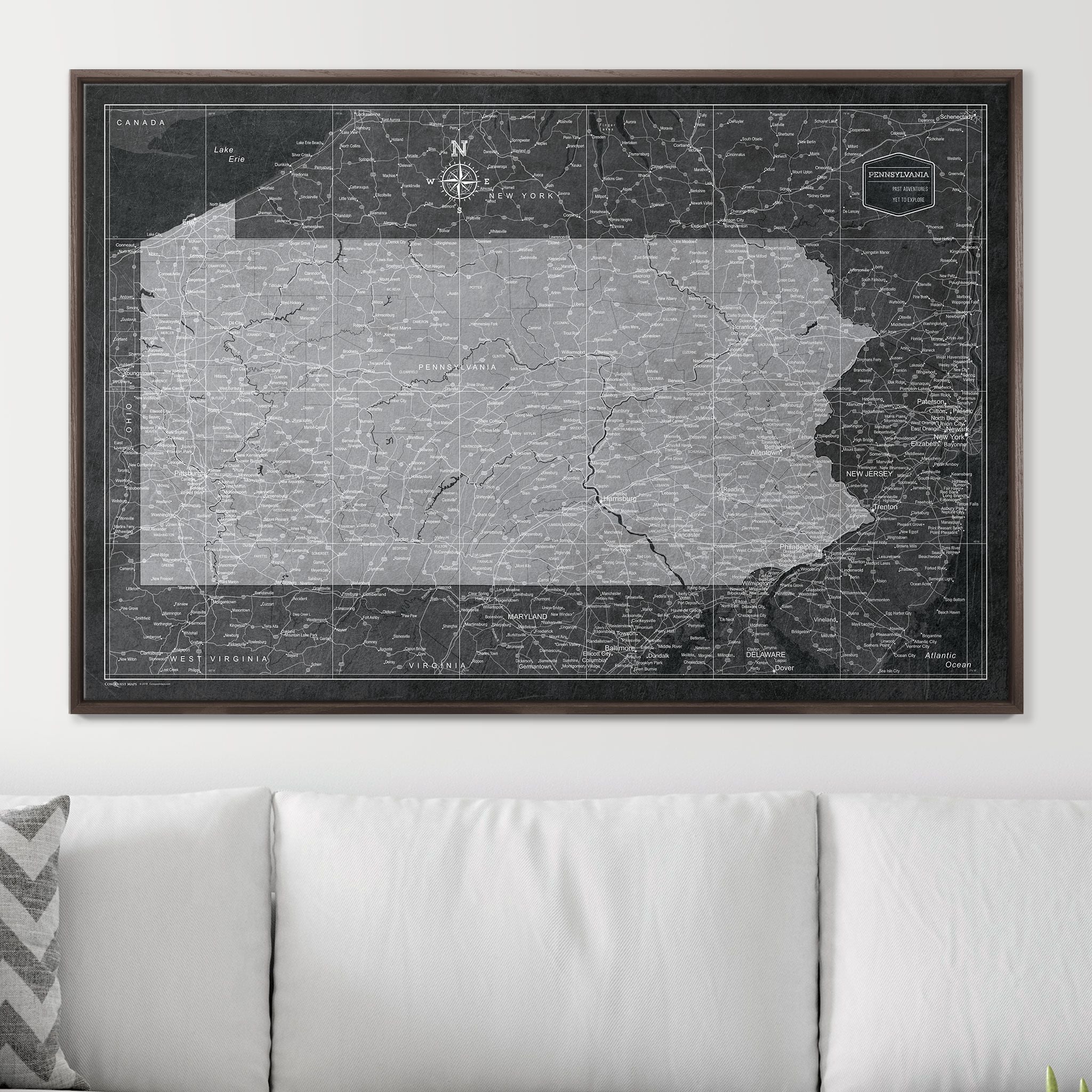 Push Pin Pennsylvania Map (Pin Board) - Modern Slate CM Pin Board