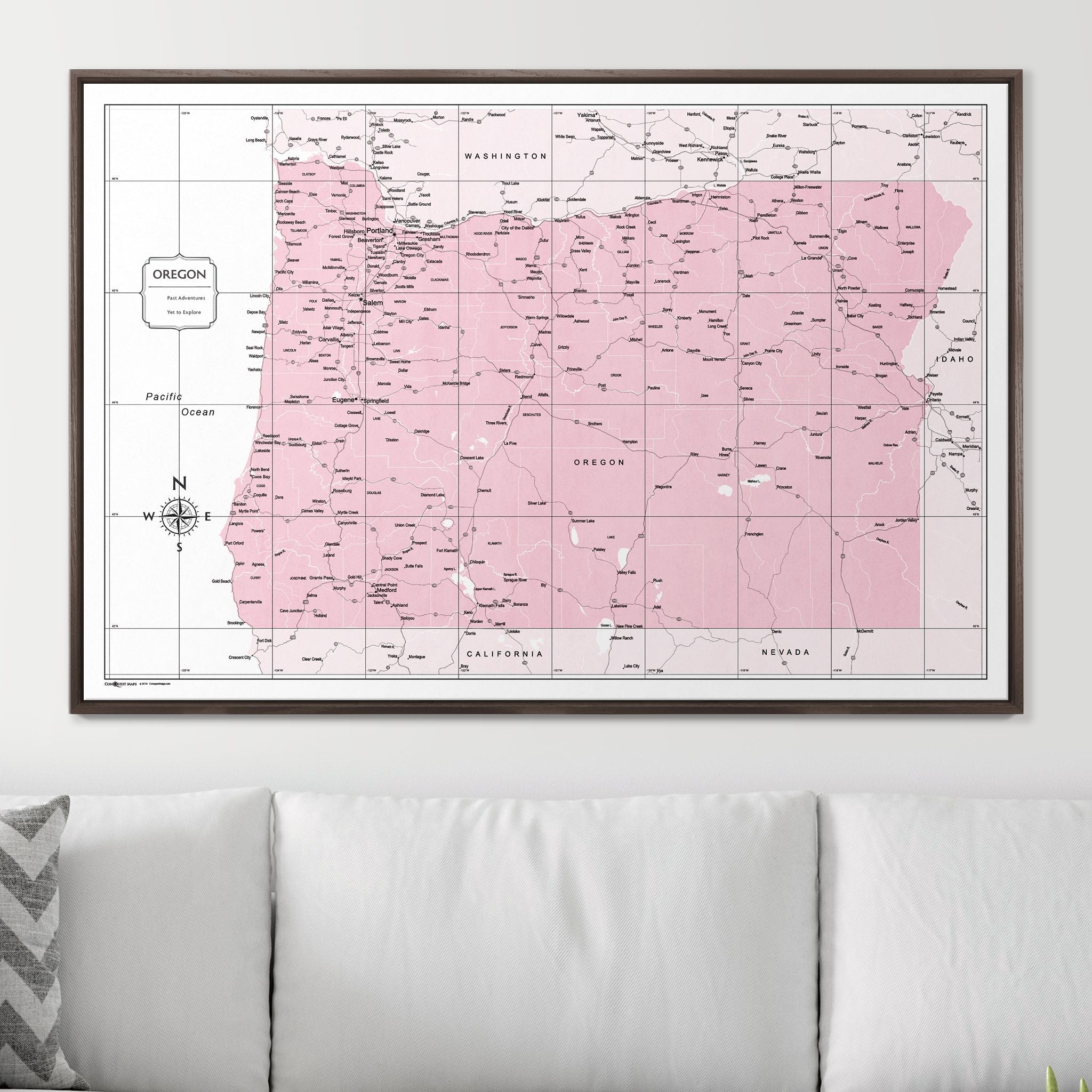 Push Pin Oregon Map (Pin Board) - Pink Color Splash CM Pin Board