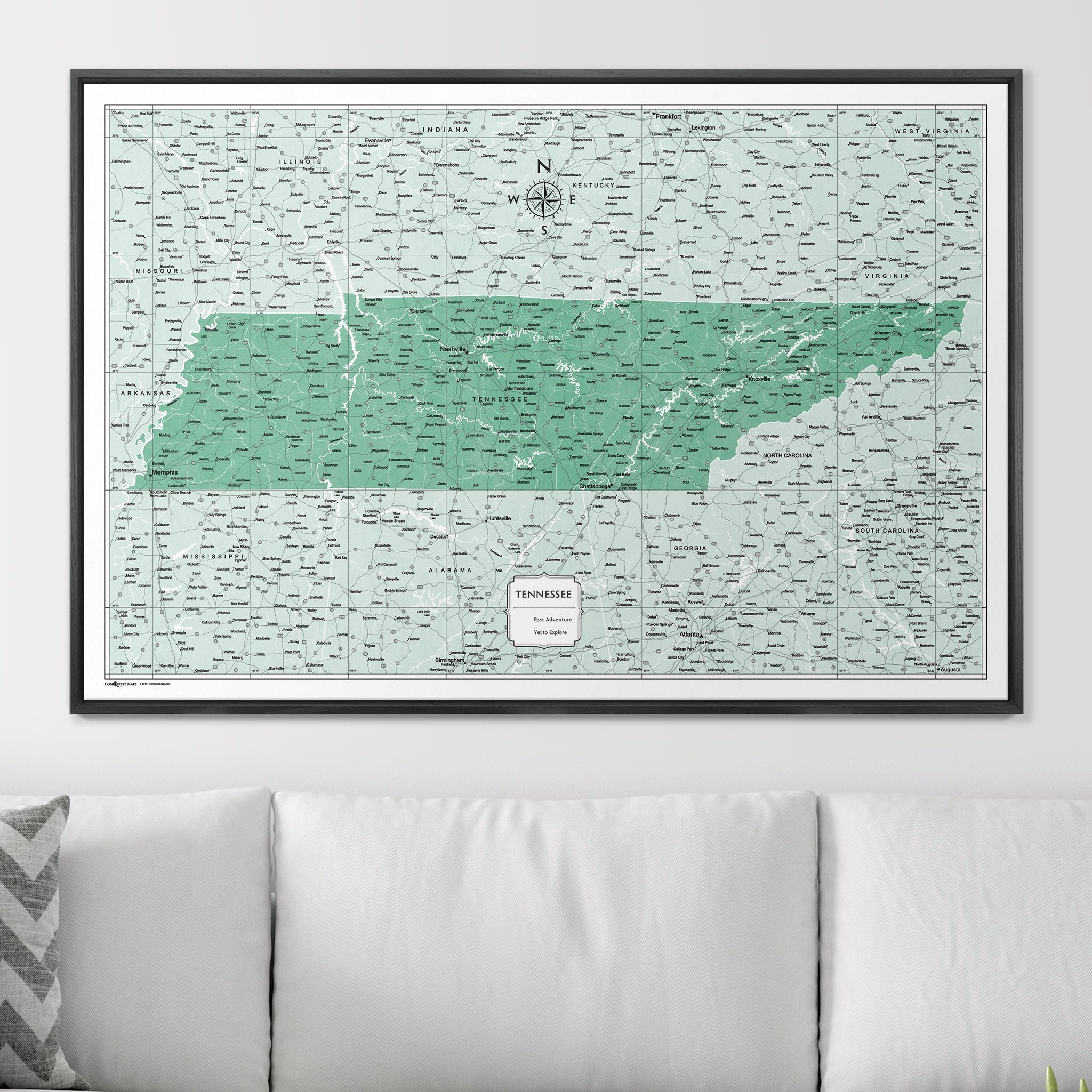Push Pin Tennessee Map (Pin Board) - Green Color Splash CM Pin Board