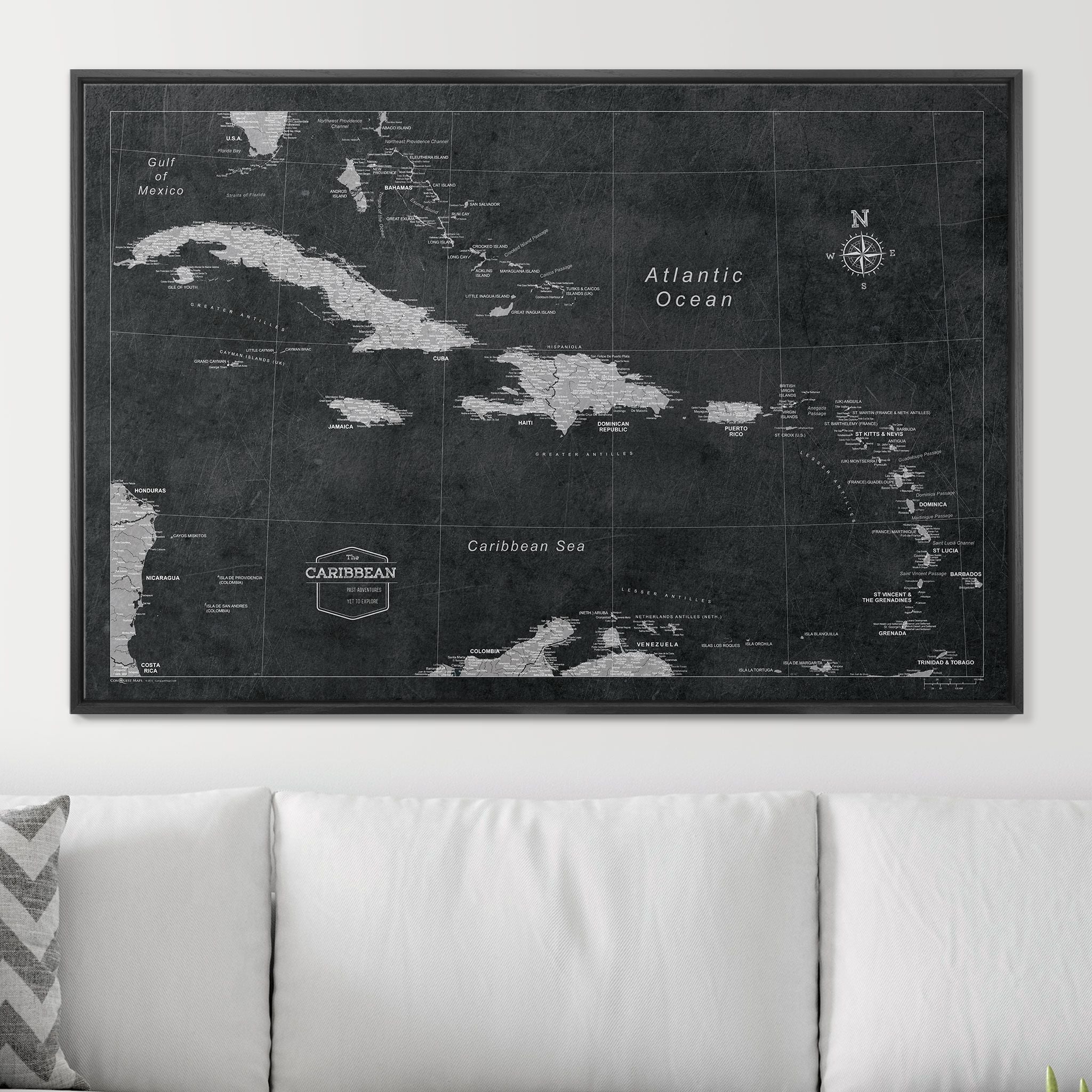 Push Pin Caribbean Map (Pin Board) - Desert Sunrise CM Pin Board
