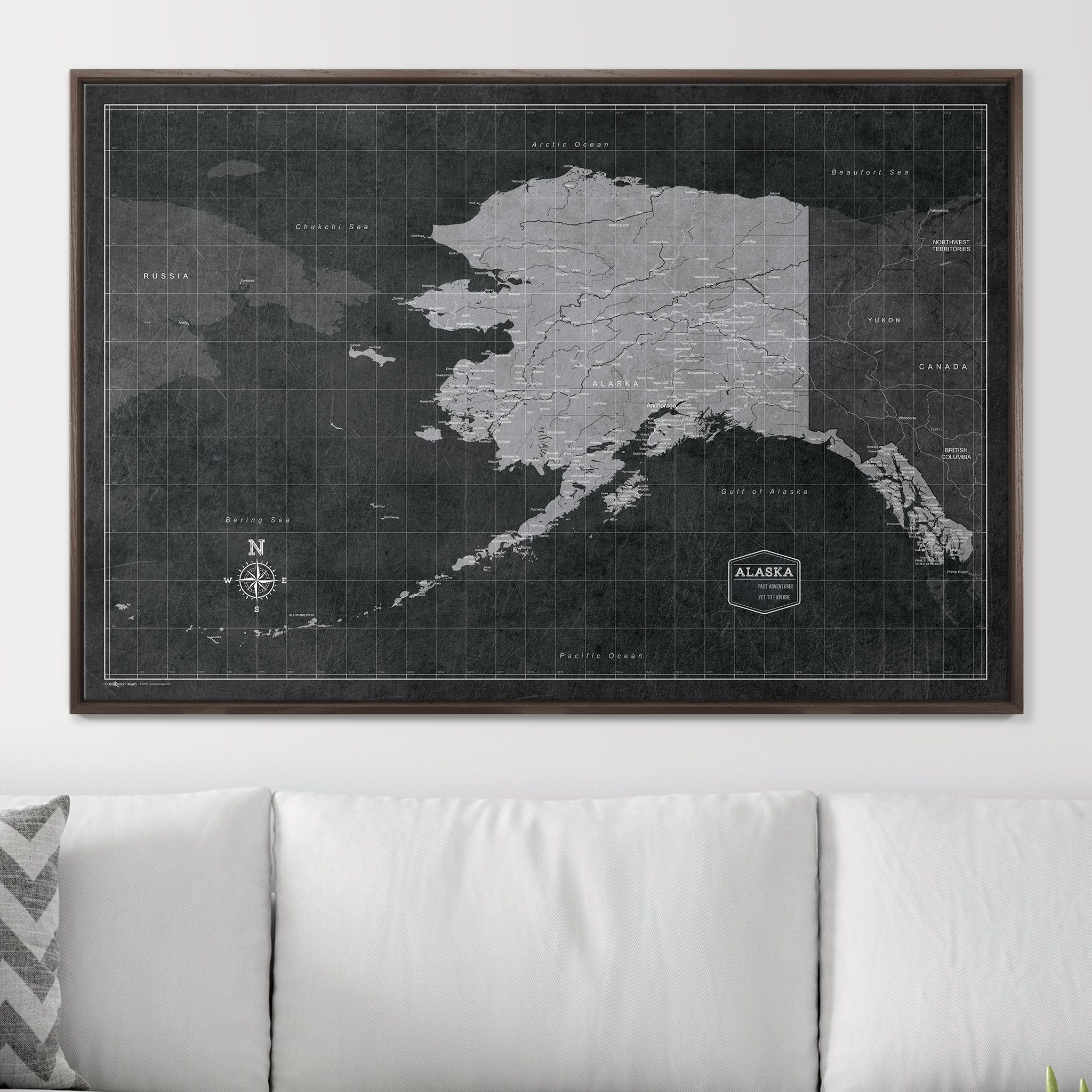 Push Pin Alaska Map (Pin Board) - Modern Slate CM Pin Board