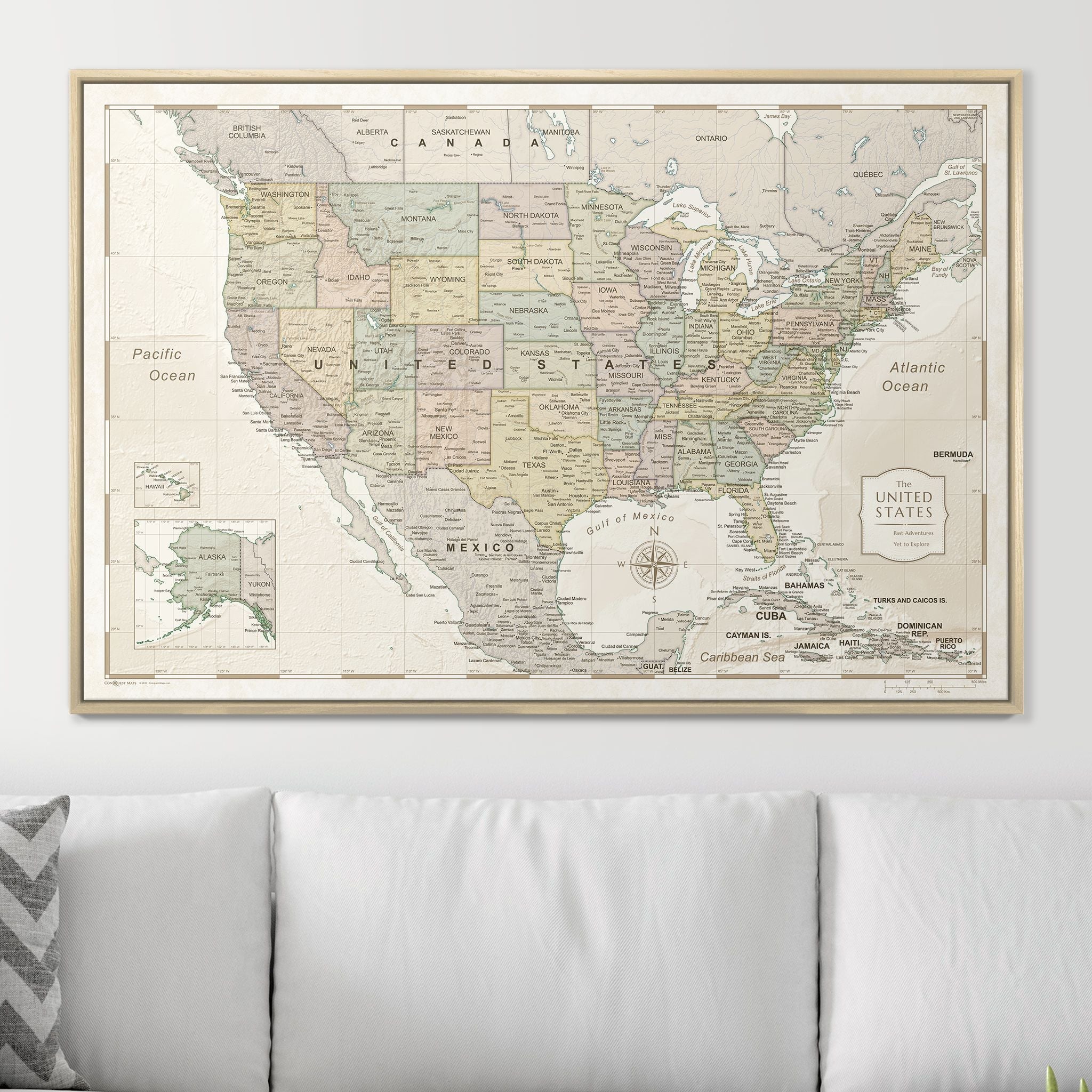 Push Pin USA Map (Pin Board) - Desert Sunrise - Overstock Sale CM Pin Board