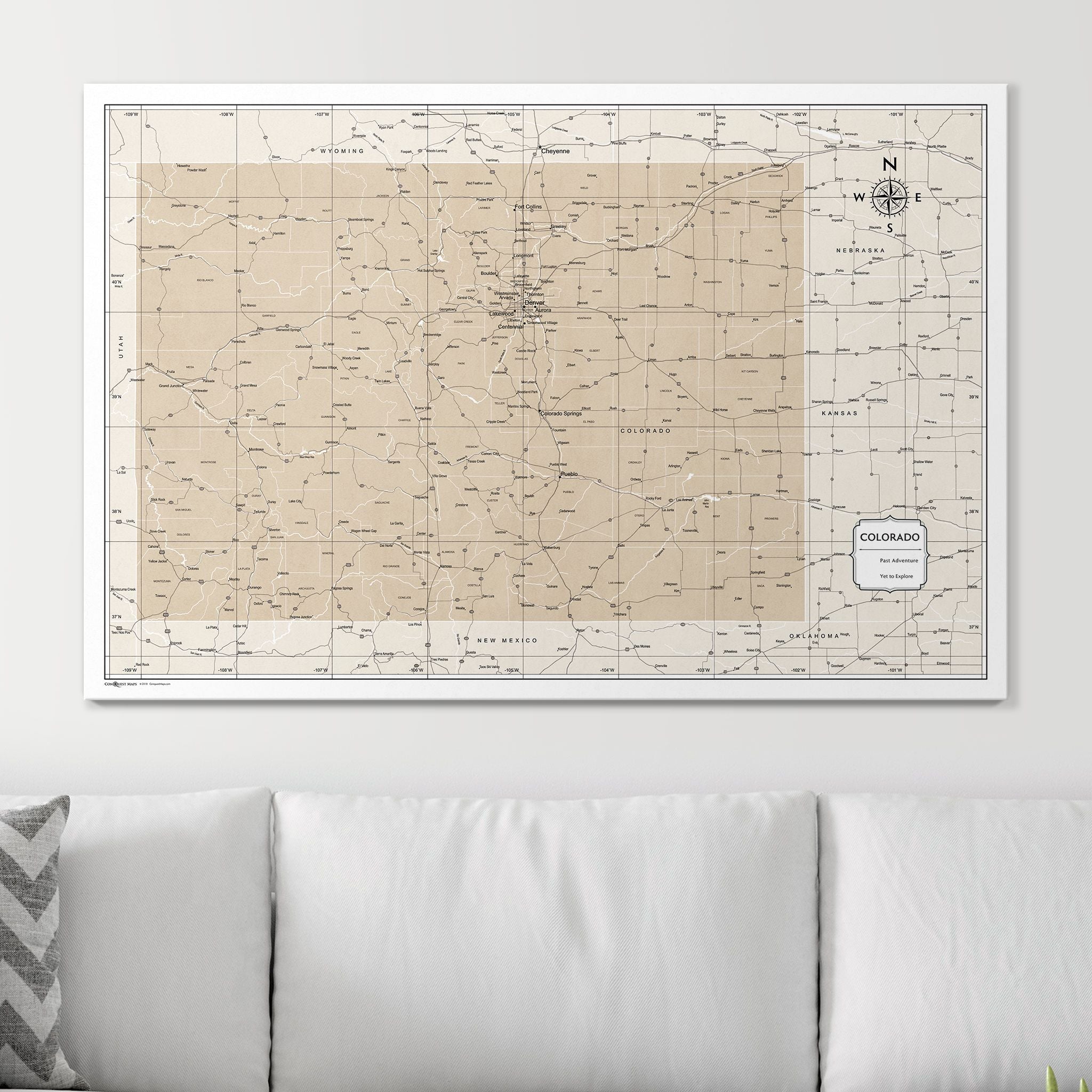 Push Pin Colorado Map (Pin Board) - Light Brown Color Splash CM Pin Board