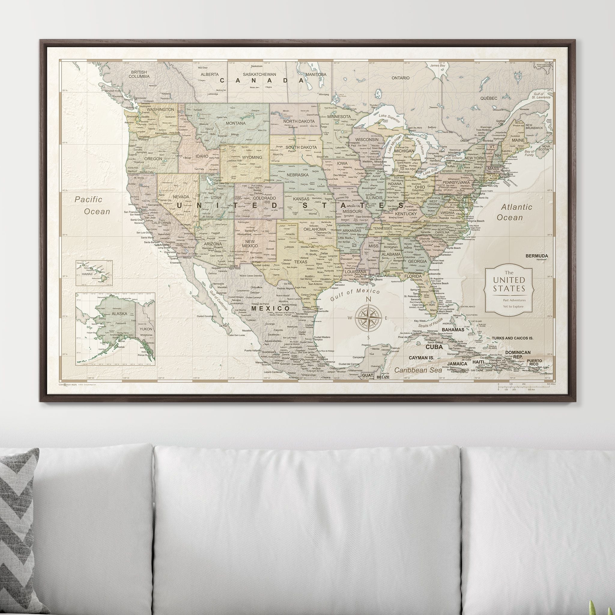 Push Pin USA Map (Pin Board) - Desert Sunrise - Overstock Sale CM Pin Board