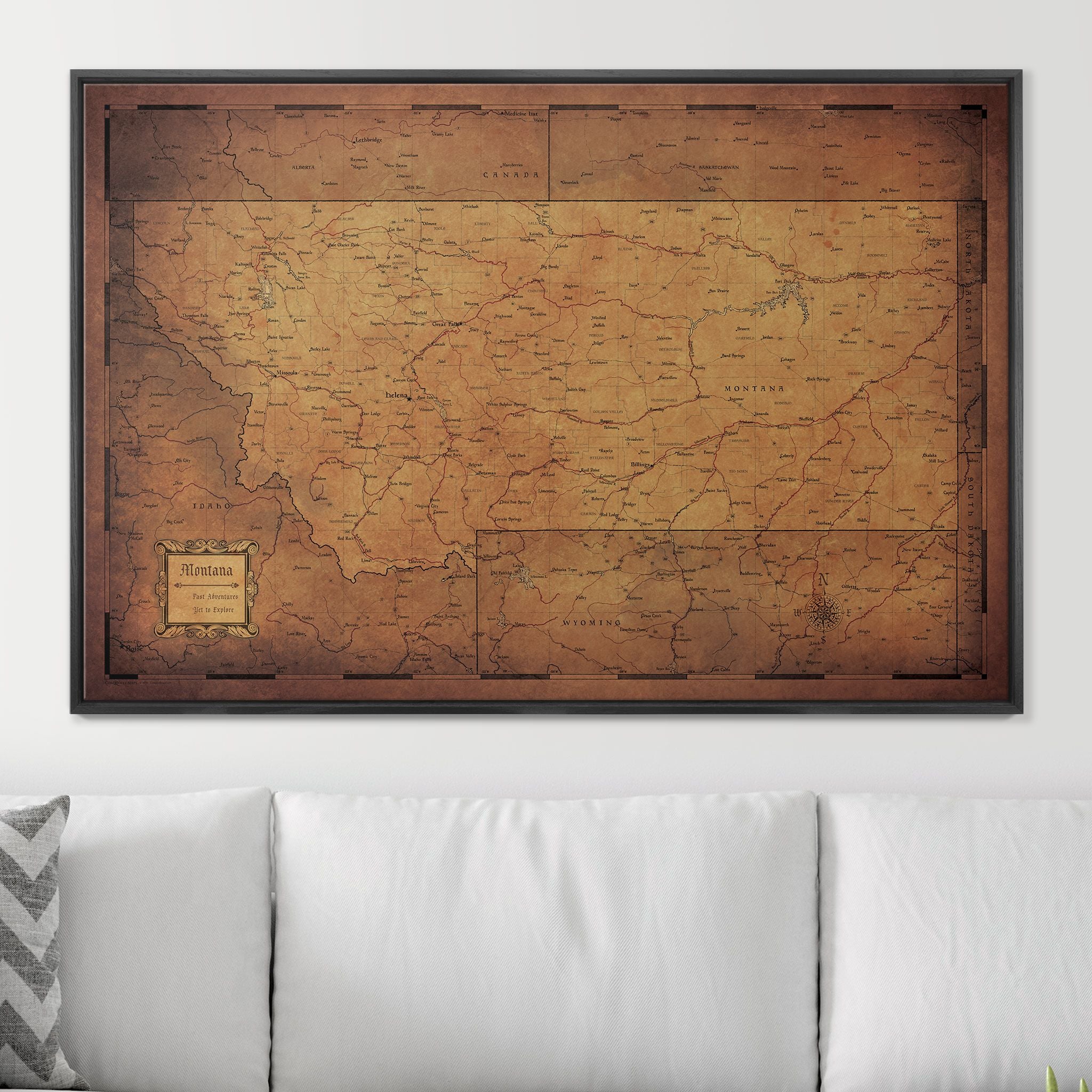 Push Pin Montana Map (Pin Board) - Golden Aged CM Pin Board