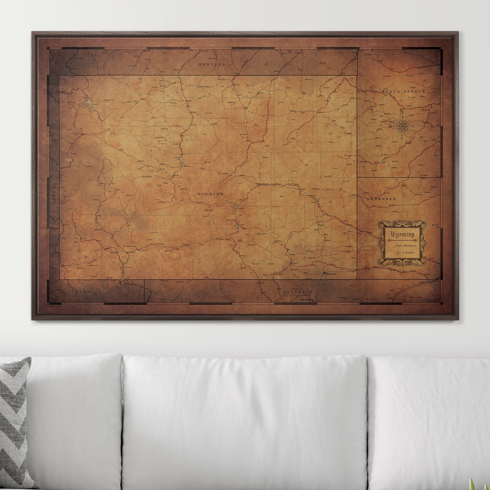 Push Pin Wyoming Map (Pin Board) - Golden Aged CM Pin Board