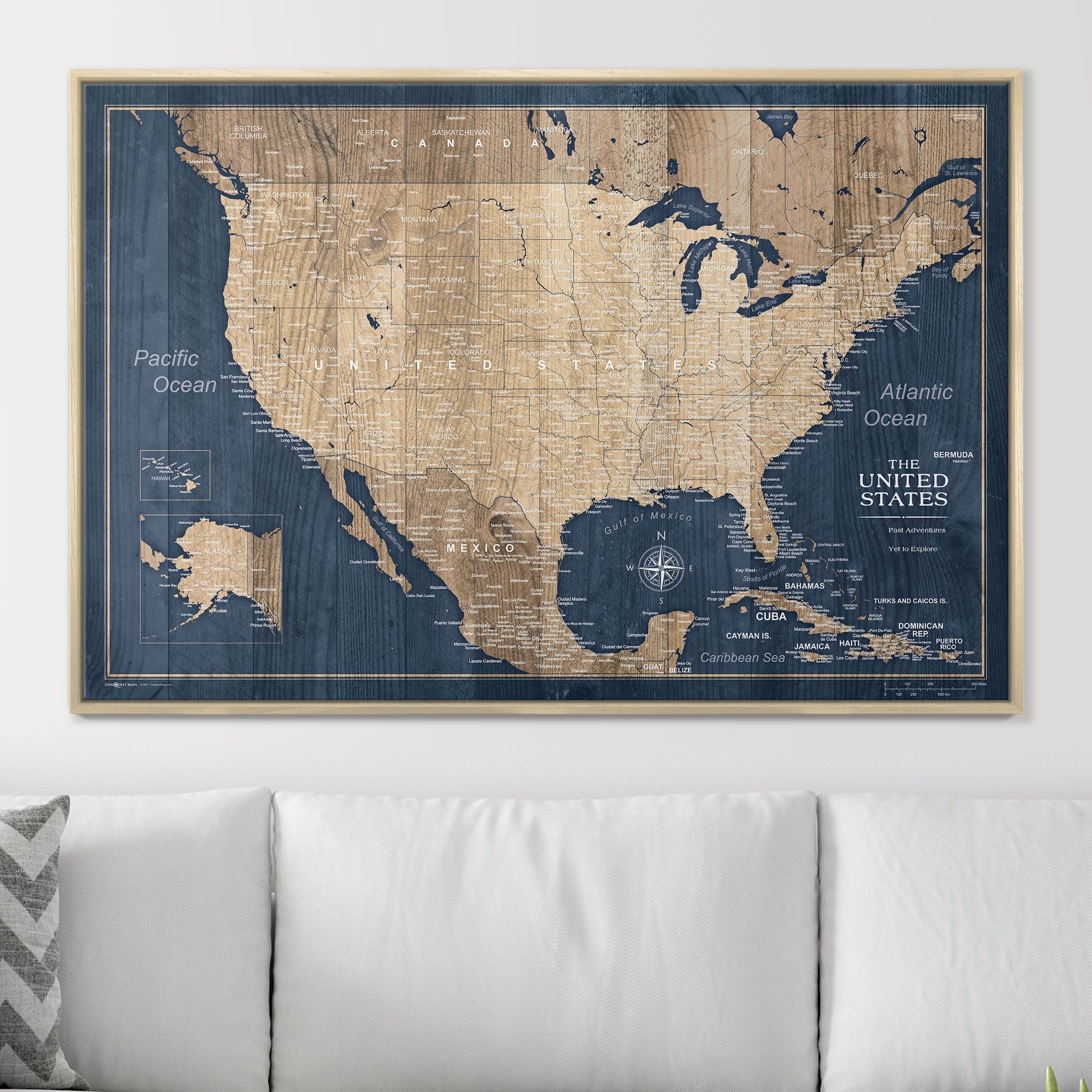 Push Pin USA Map (Pin Board) - Deep-Sea Drift - Overstock Sale! CM Pin Board