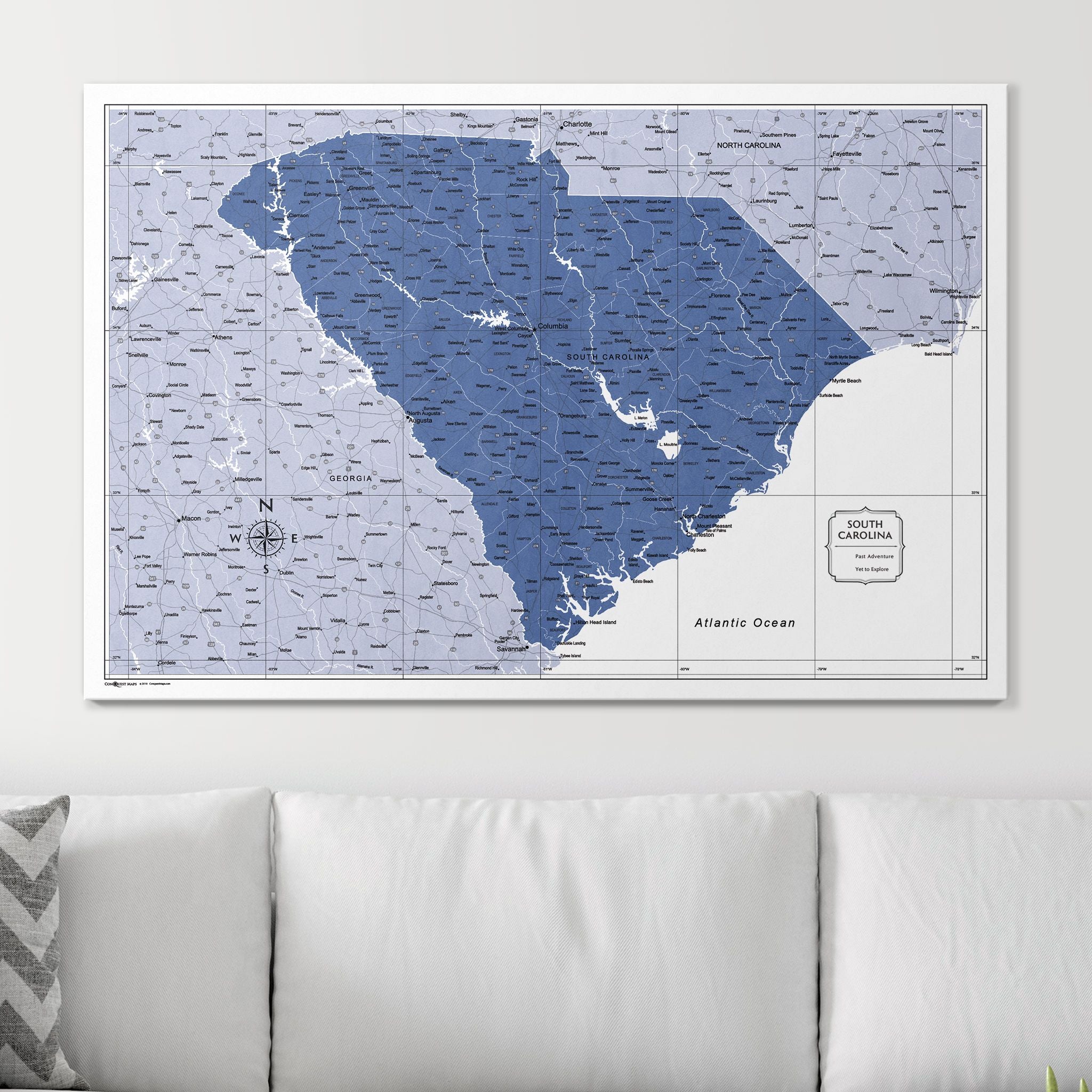 Push Pin South Carolina Map (Pin Board) - Navy Color Splash CM Pin Board