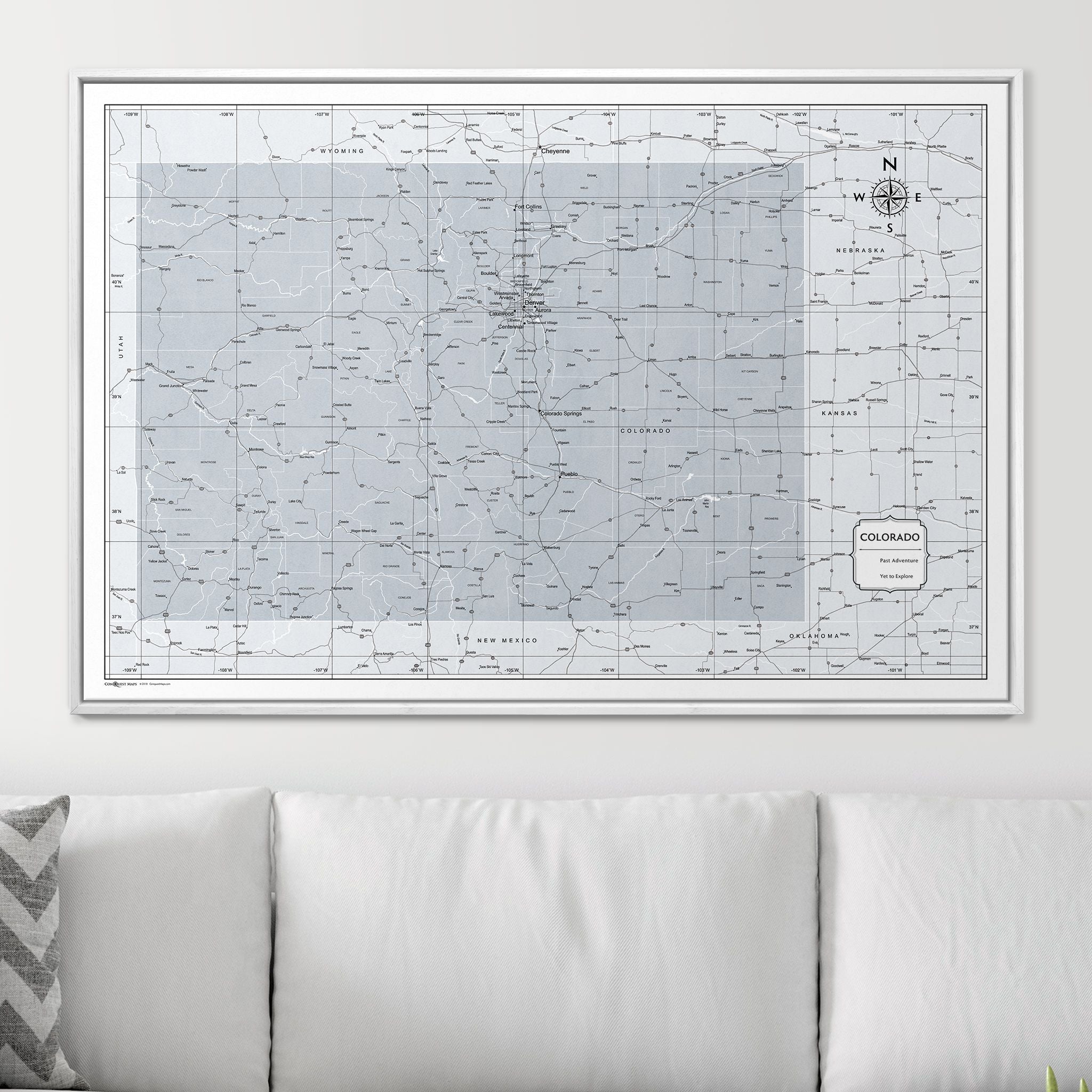 Push Pin Colorado Map (Pin Board) - Light Gray Color Splash CM Pin Board