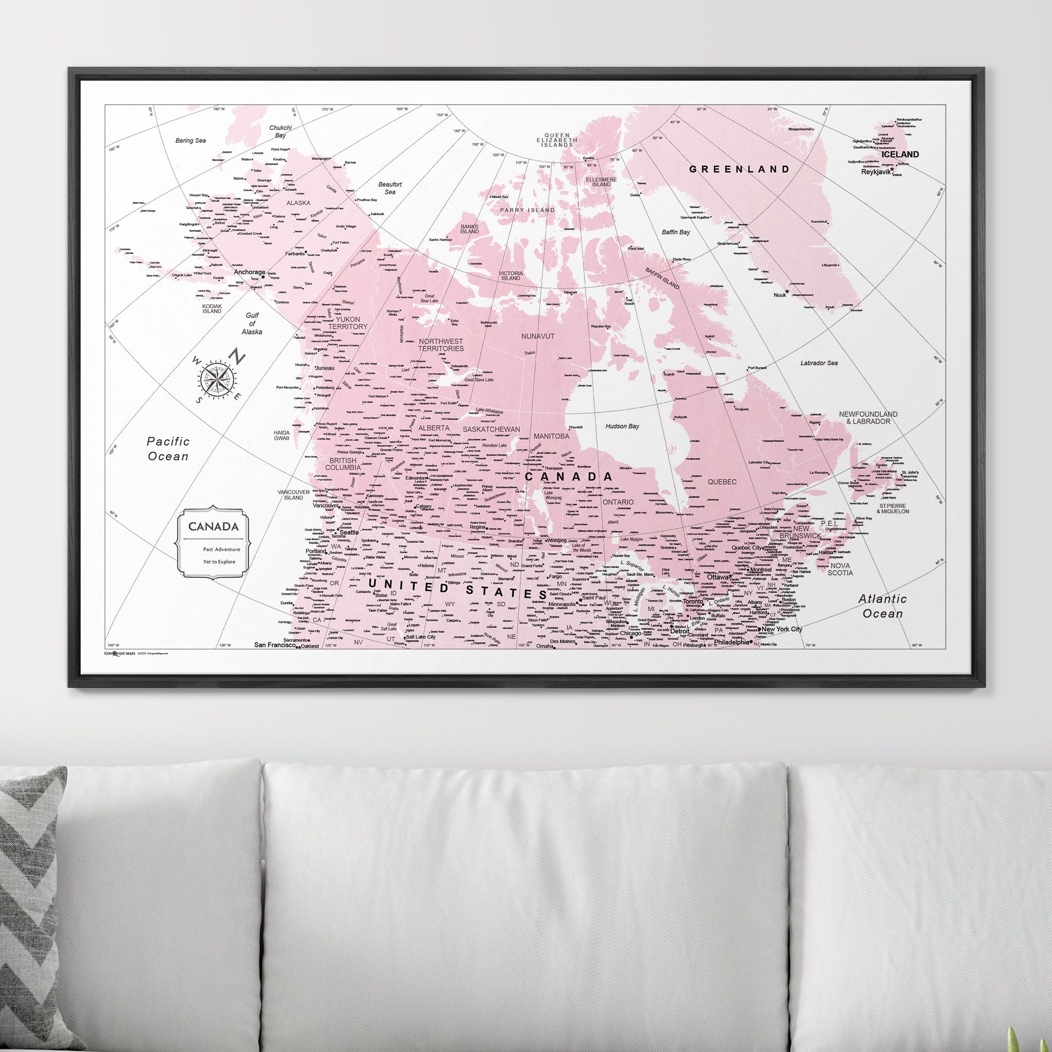 Push Pin Canada Map (Pin Board) - Pink Color Splash CM Pin Board