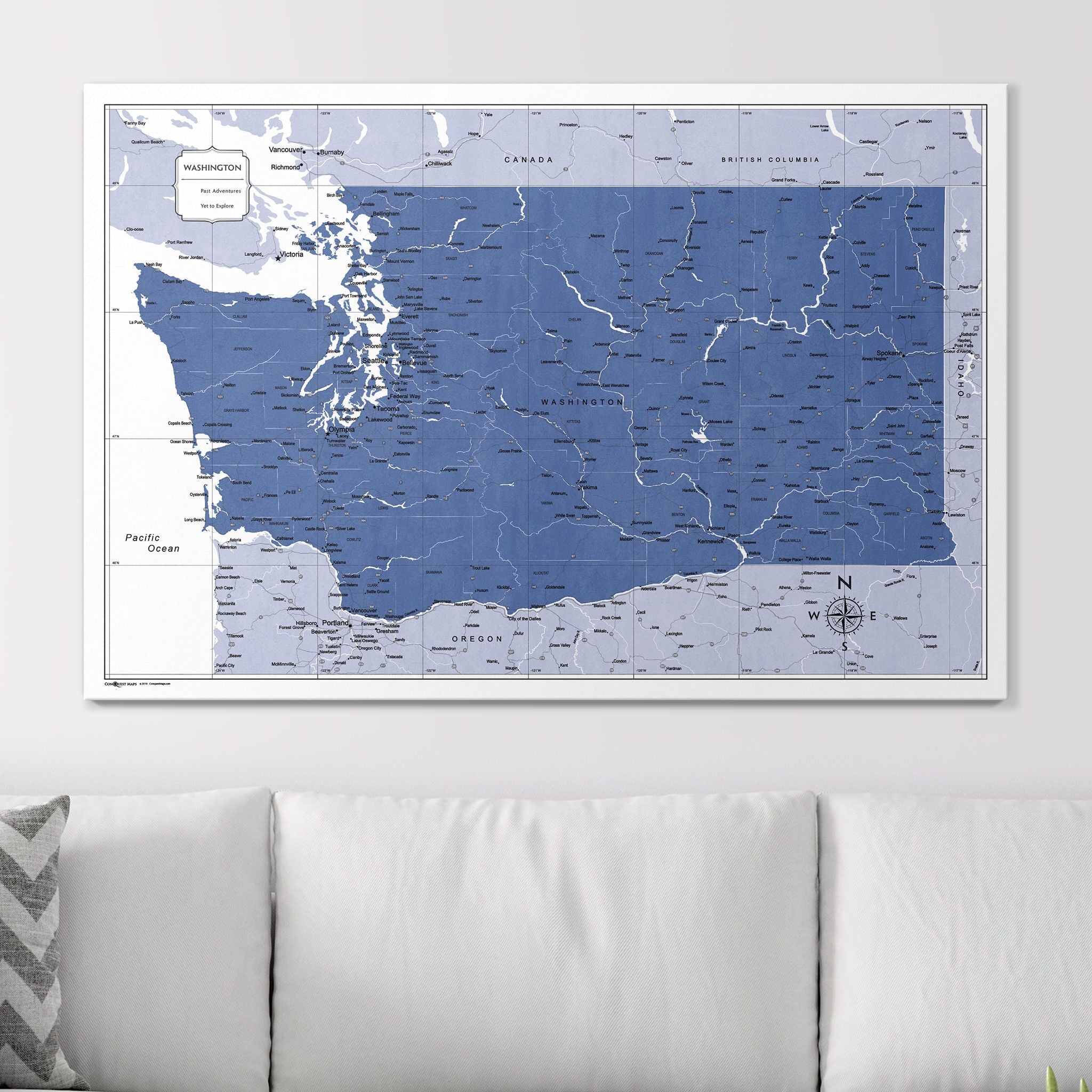 Push Pin Washington Map (Pin Board) - Navy Color Splash CM Pin Board