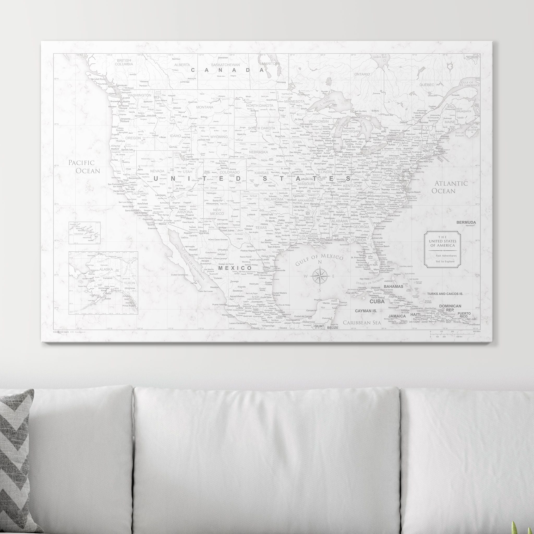 Push Pin USA Map (Pin Board) - Classic Marble CM Pin Board