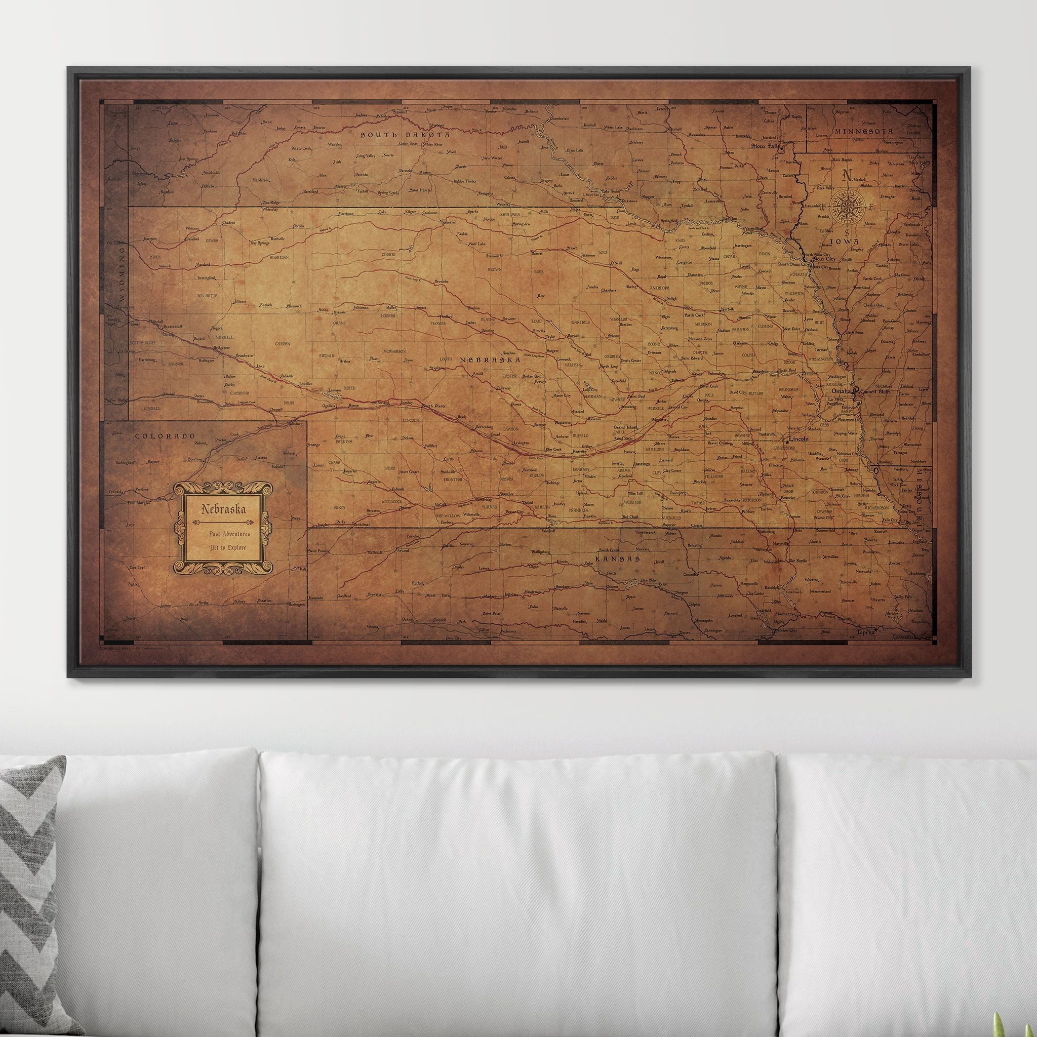 Push Pin Nebraska Map (Pin Board) - Golden Aged CM Pin Board