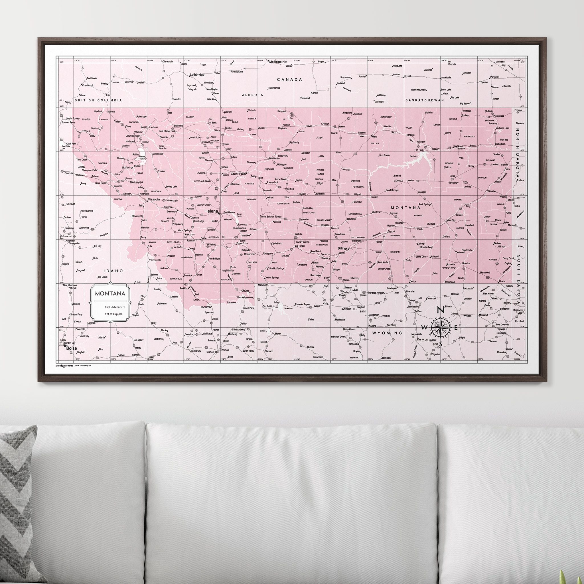 Push Pin Montana Map (Pin Board) - Pink Color Splash CM Pin Board