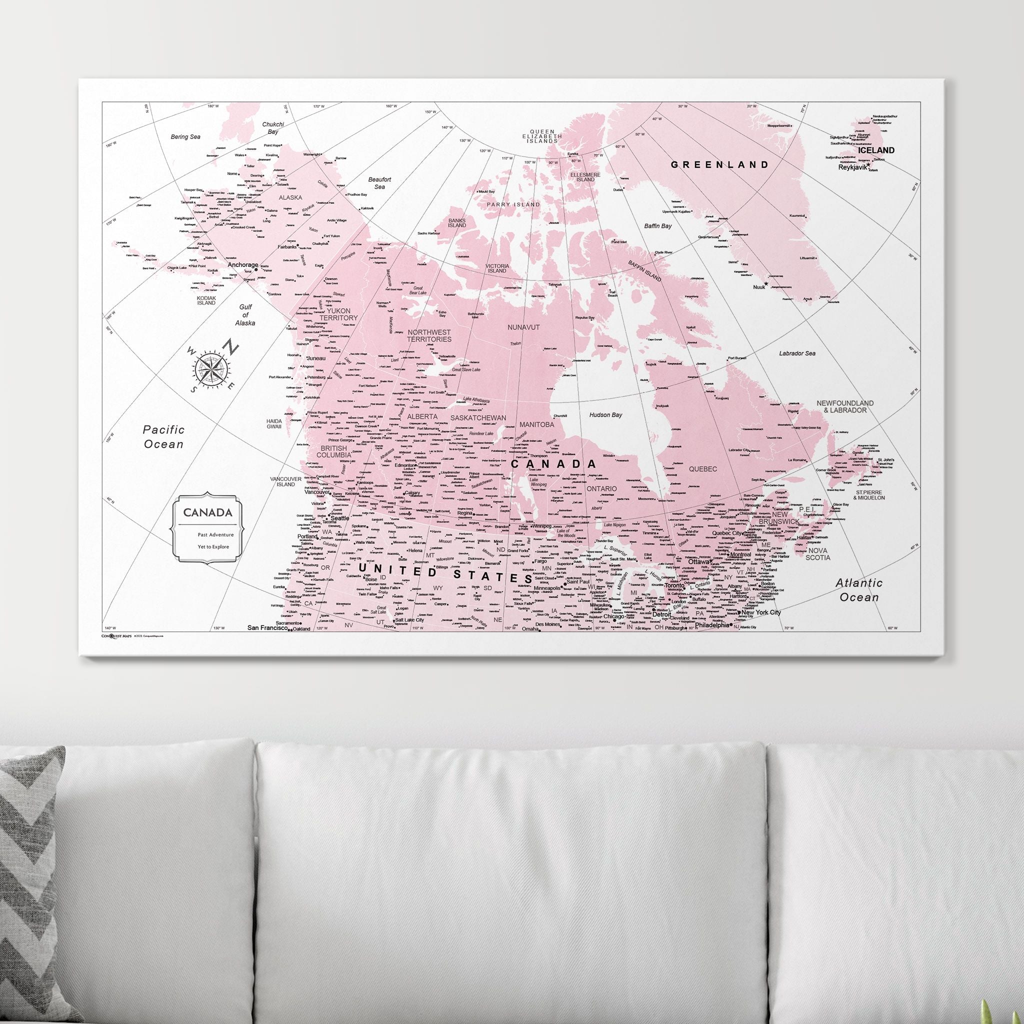Push Pin Canada Map (Pin Board) - Pink Color Splash CM Pin Board