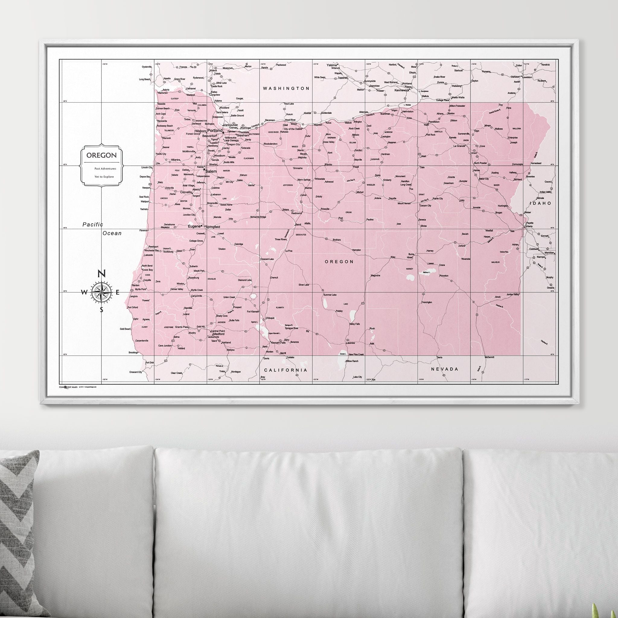 Push Pin Oregon Map (Pin Board) - Pink Color Splash CM Pin Board