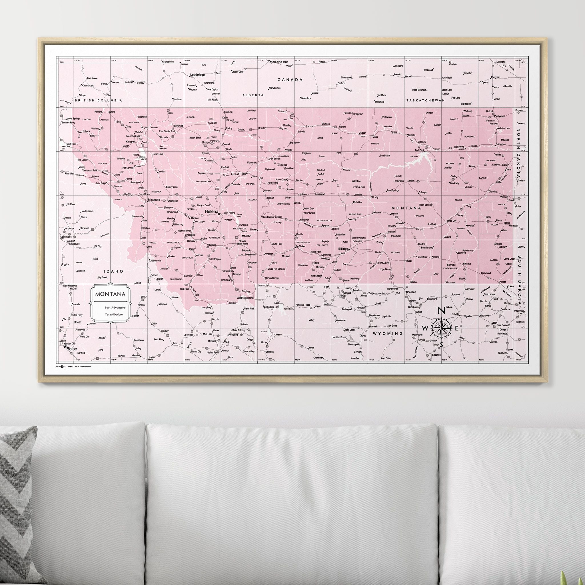 Push Pin Montana Map (Pin Board) - Pink Color Splash CM Pin Board