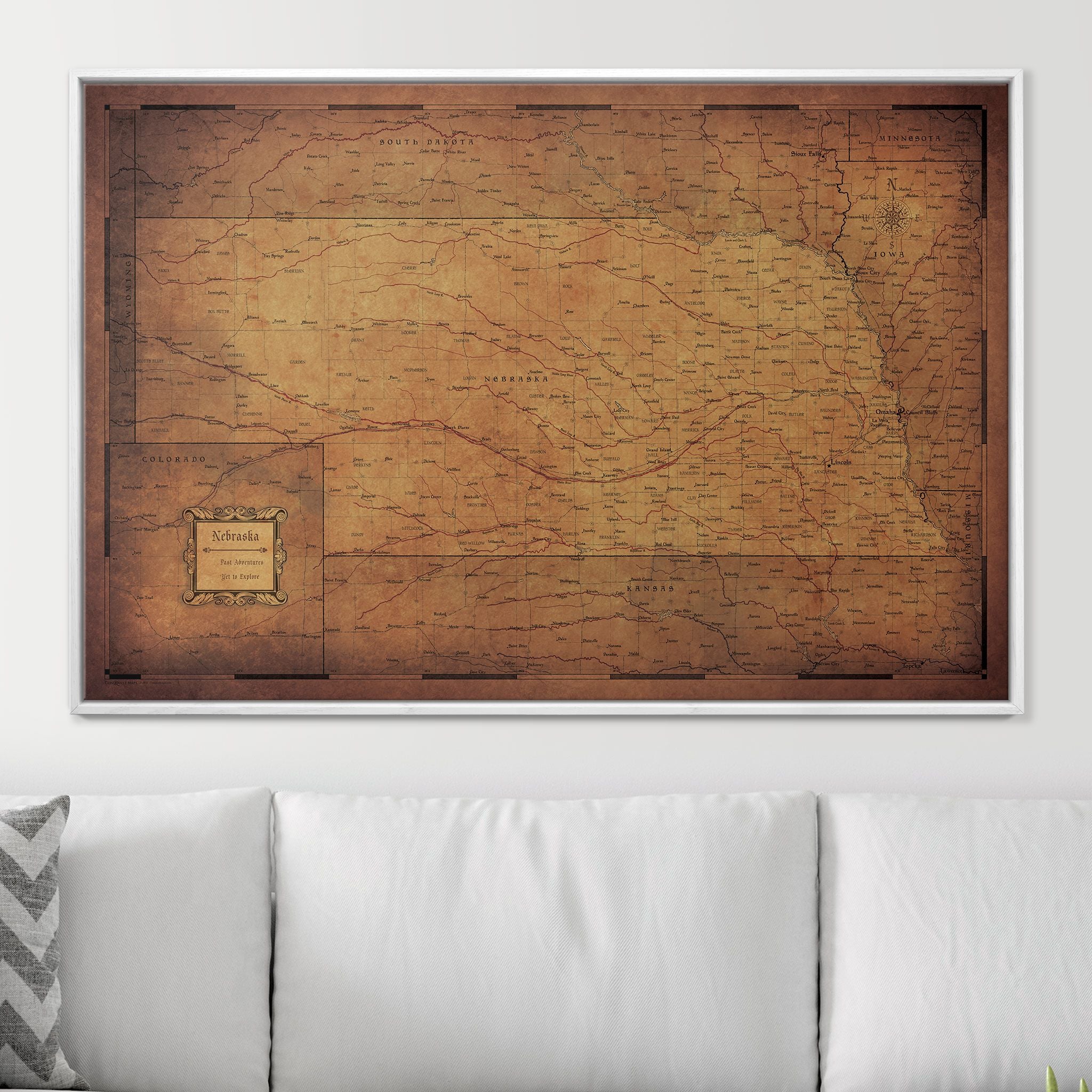 Push Pin Nebraska Map (Pin Board) - Golden Aged CM Pin Board