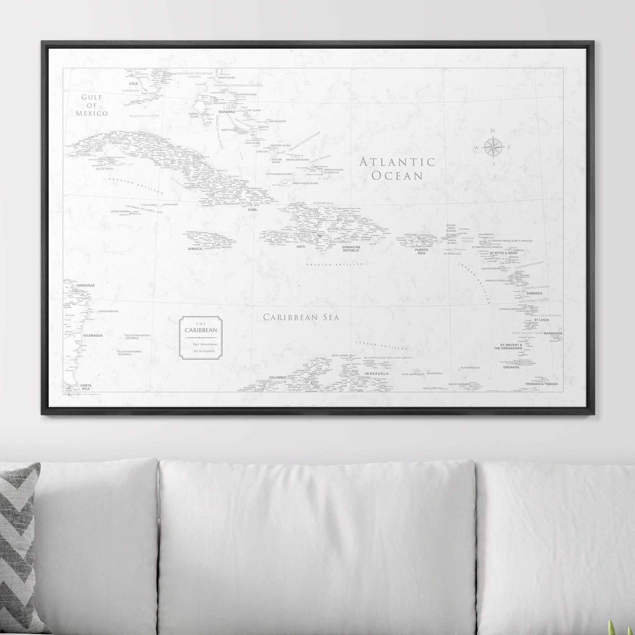 Push Pin Caribbean Map (Pin Board) - Classic Marble CM Pin Board