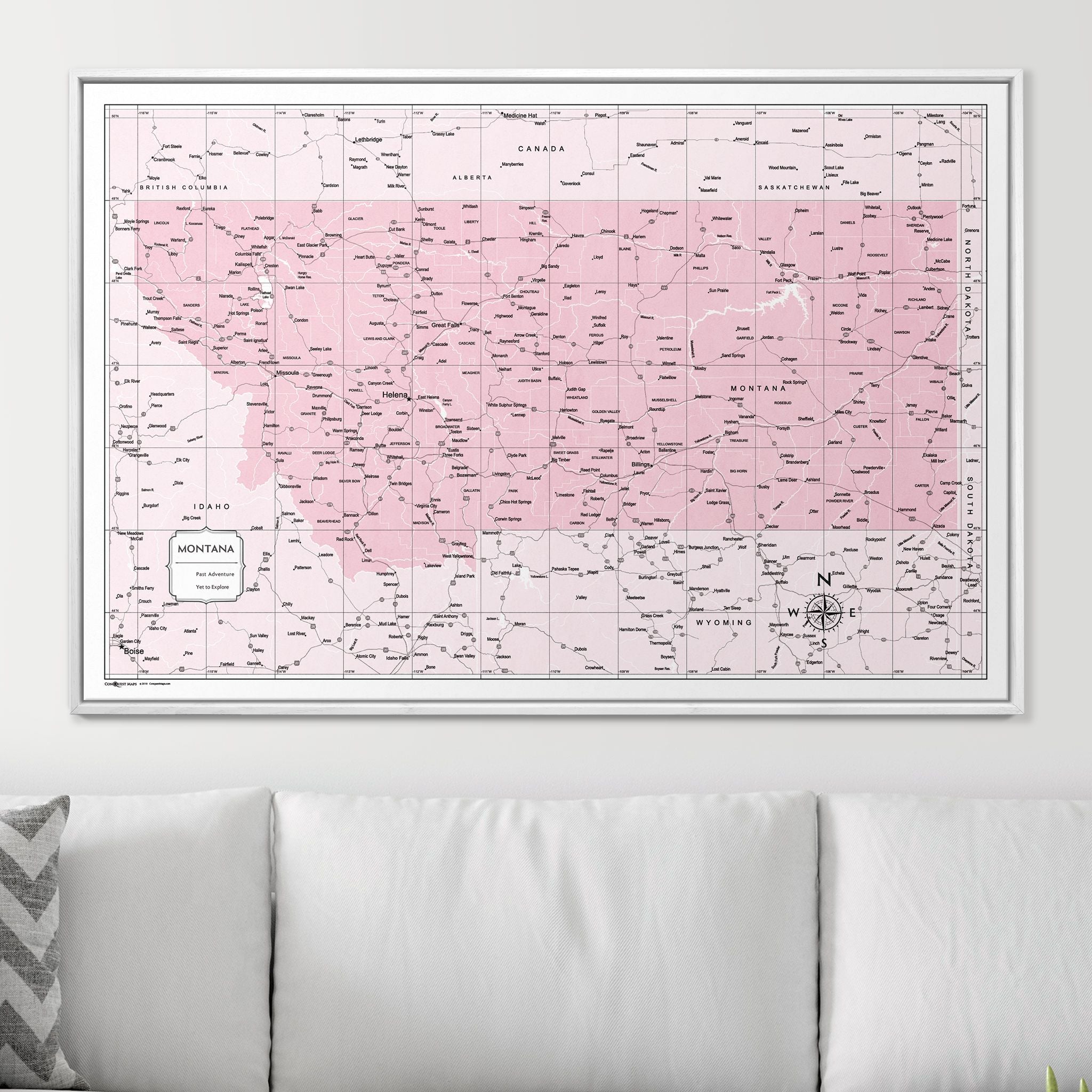 Push Pin Montana Map (Pin Board) - Pink Color Splash CM Pin Board