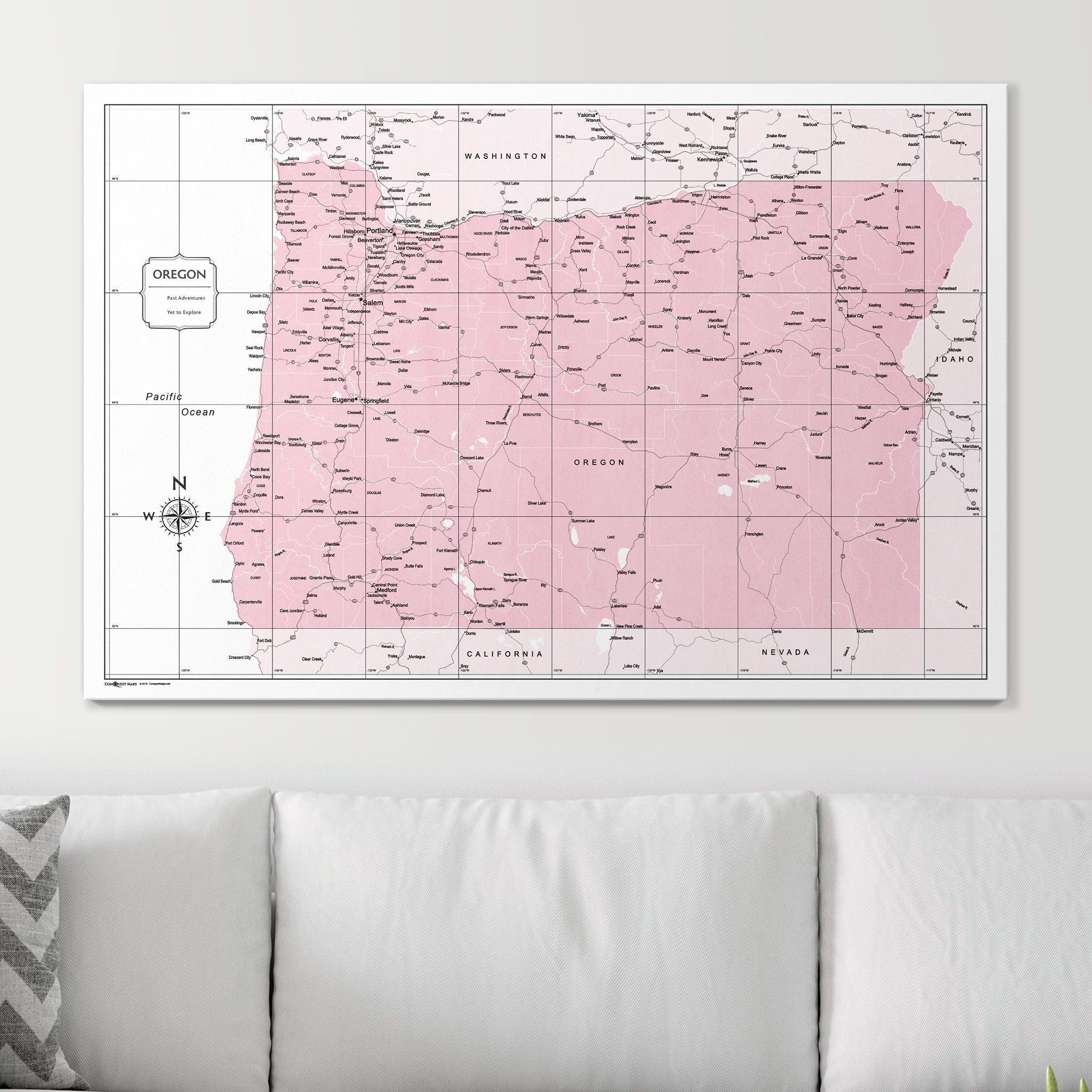 Push Pin Oregon Map (Pin Board) - Pink Color Splash CM Pin Board
