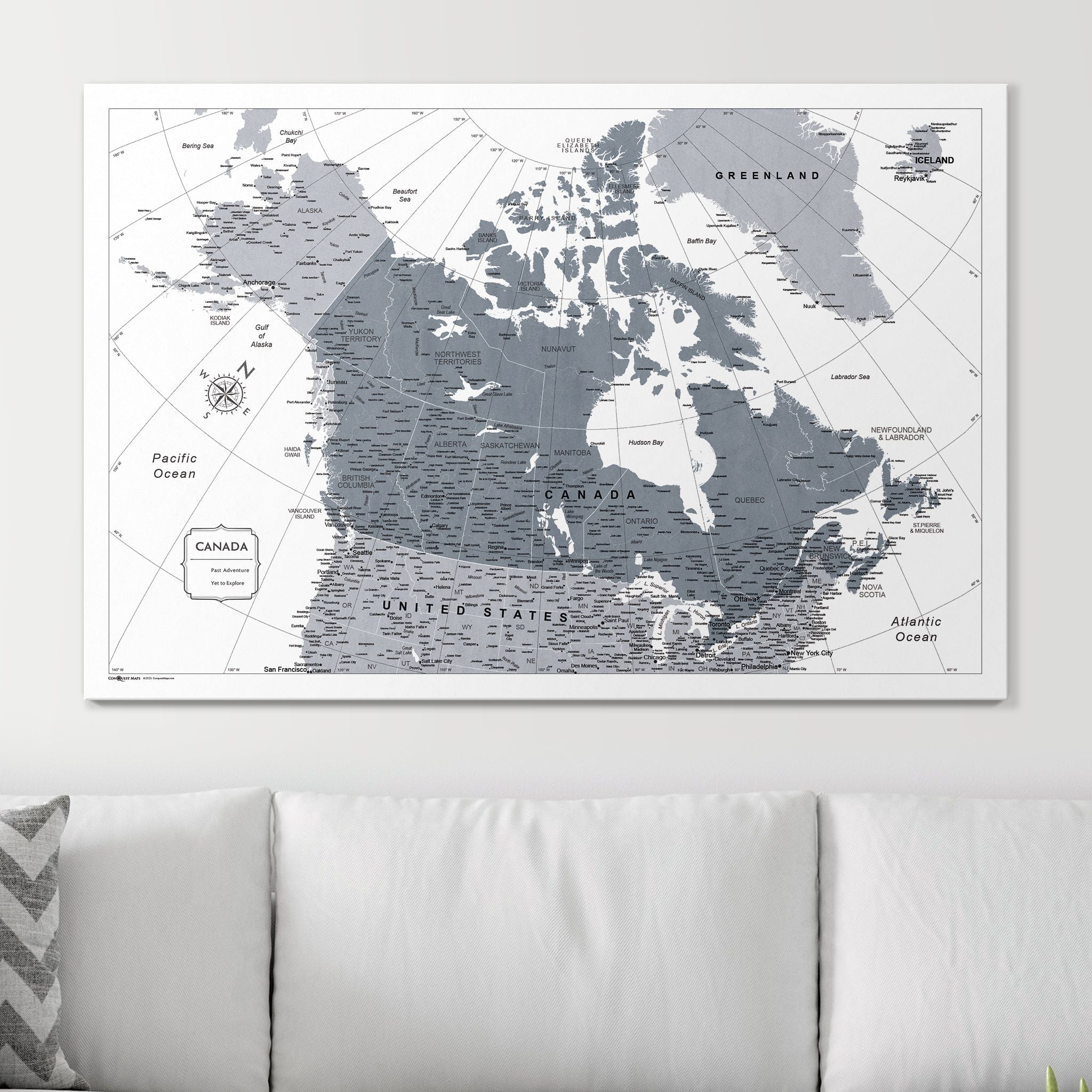 Push Pin Canada Map (Pin Board) - Dark Gray Color Splash CM Pin Board