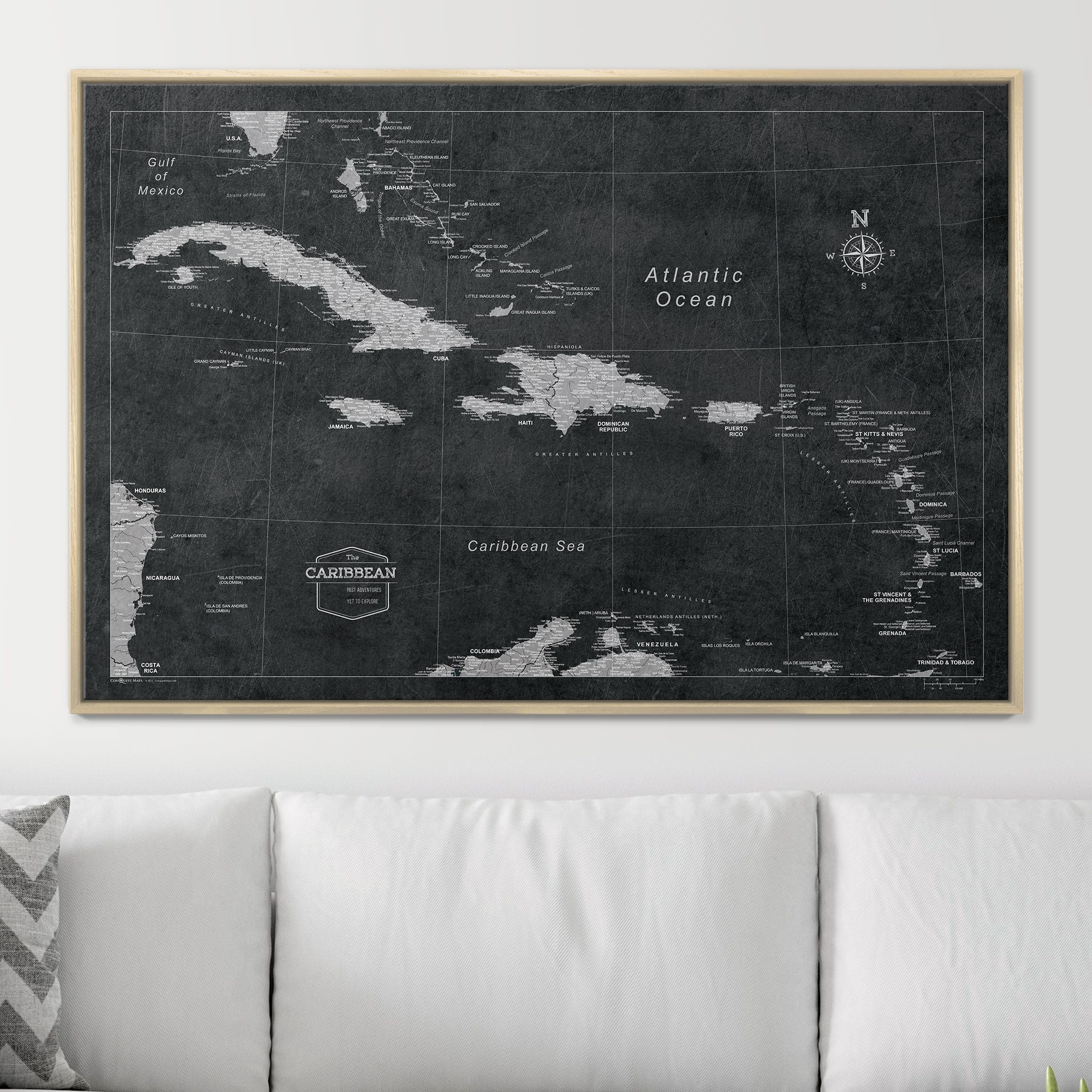 Push Pin Caribbean Map (Pin Board) - Desert Sunrise CM Pin Board